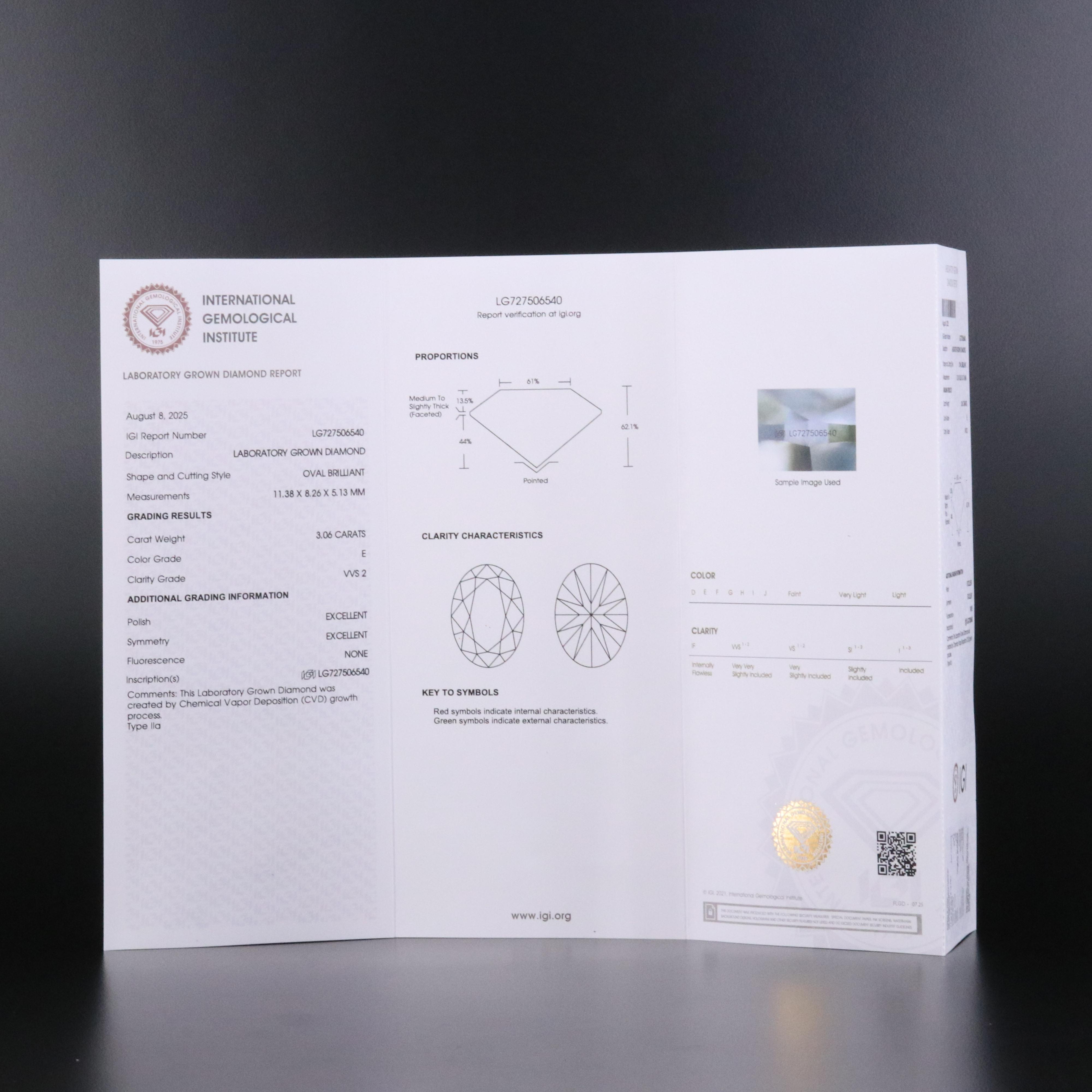 14K 3.06 CT Lab Grown Diamond Solitaire Ring