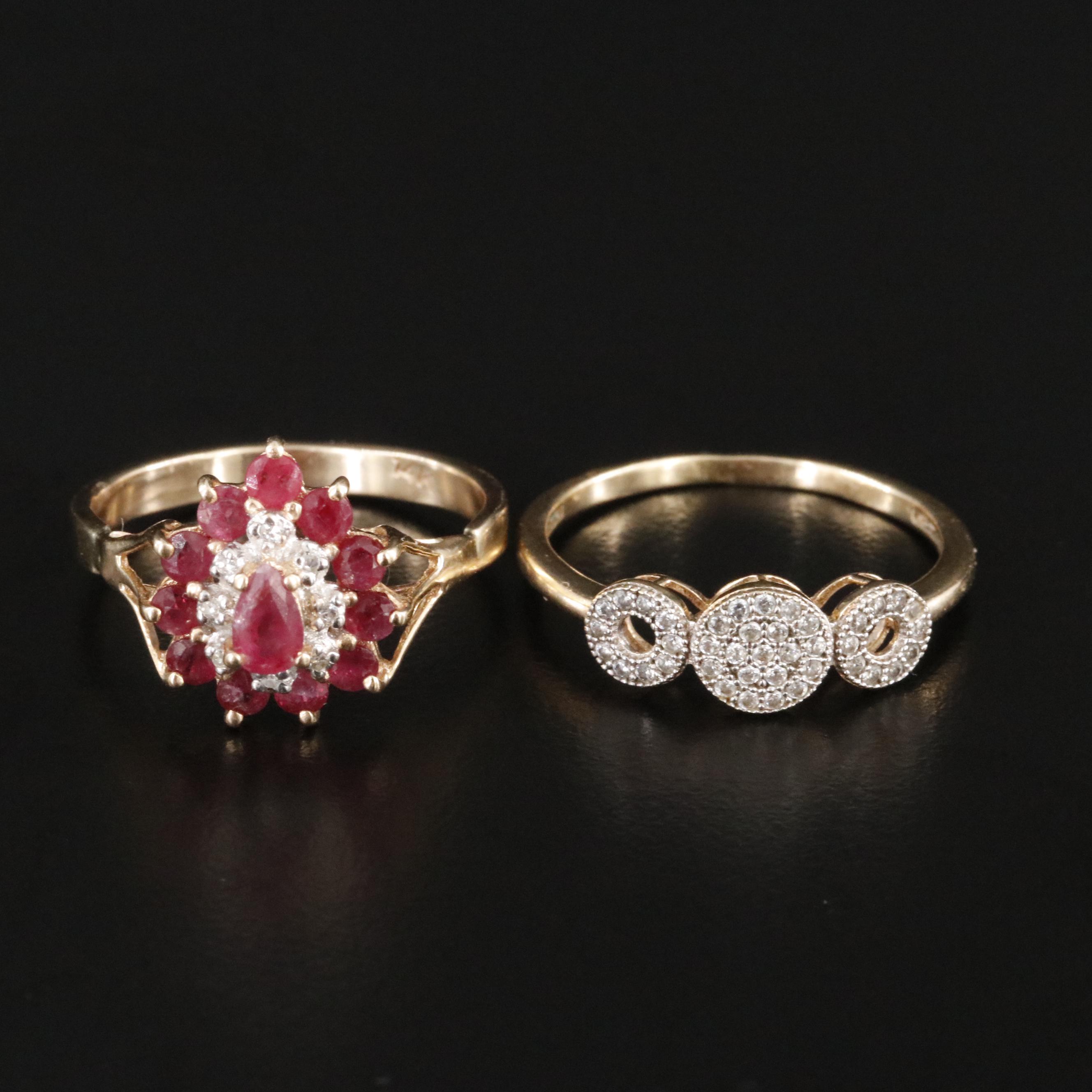 14K Ruby, CZ and Diamond Rings