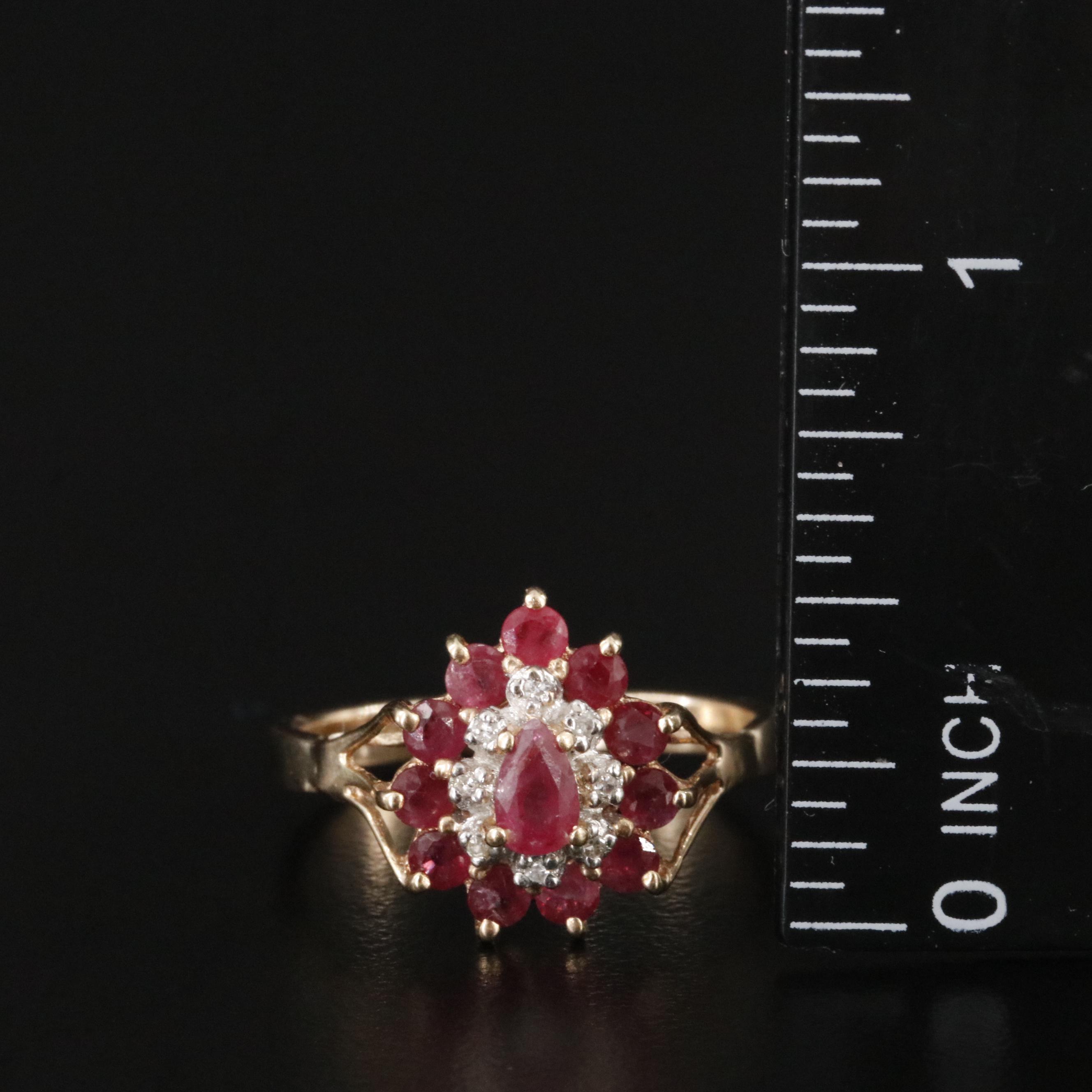 14K Ruby, CZ and Diamond Rings