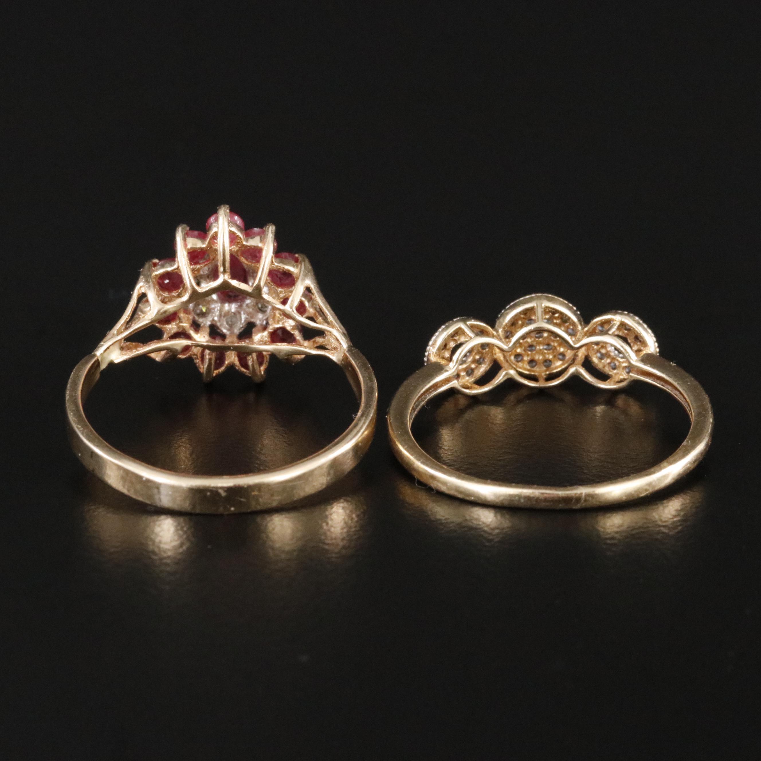 14K Ruby, CZ and Diamond Rings
