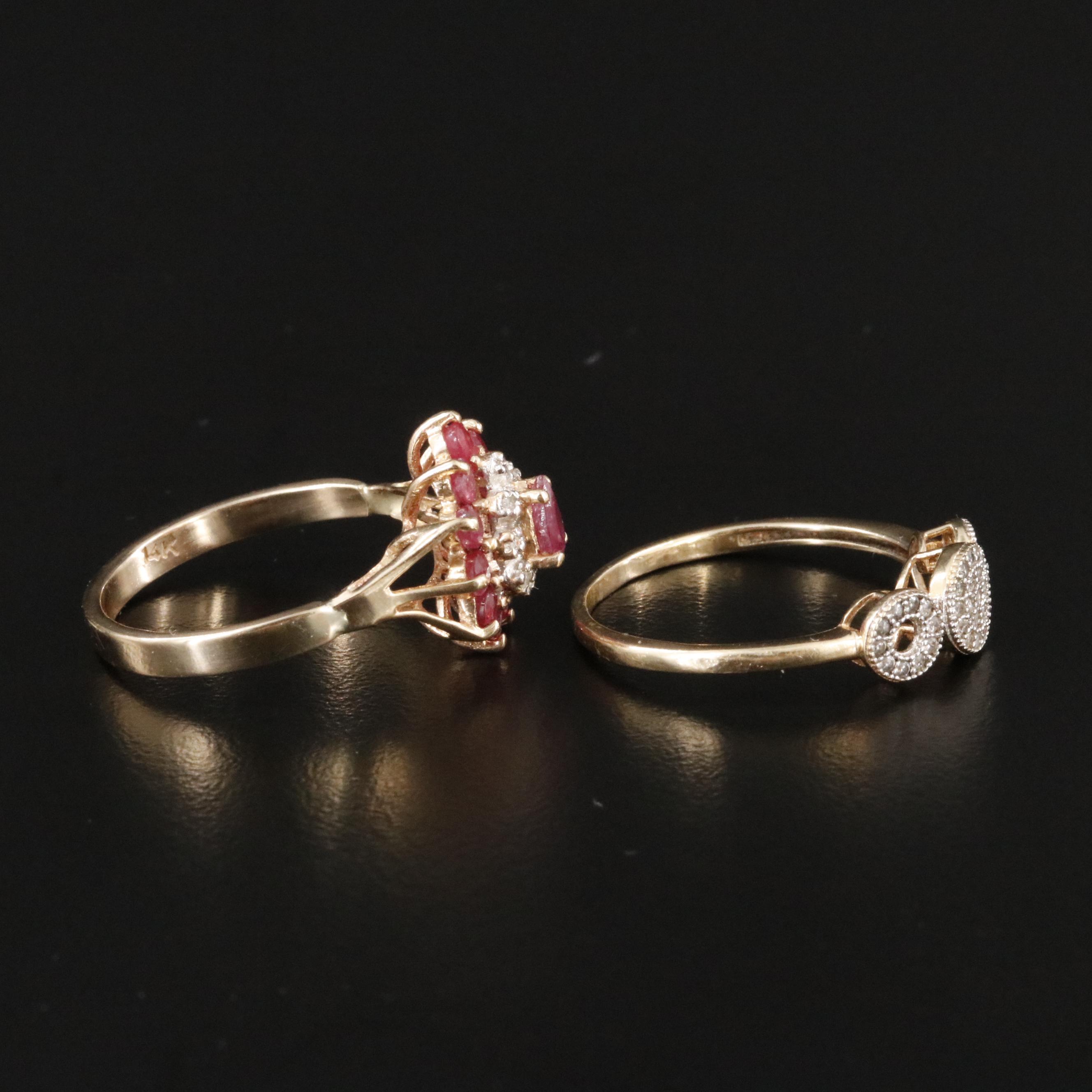 14K Ruby, CZ and Diamond Rings