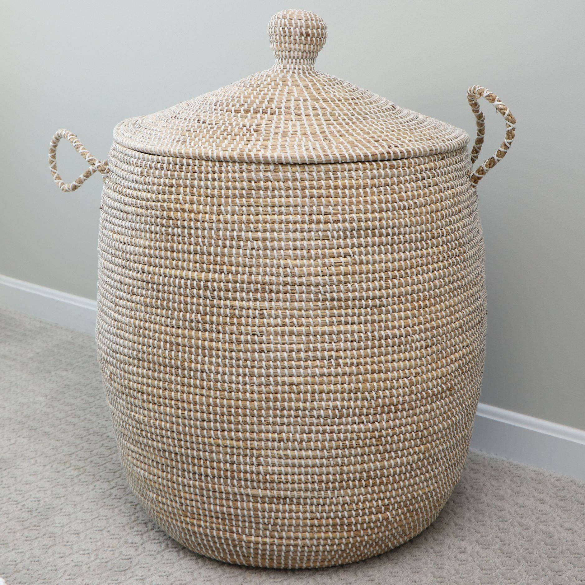 Serena & Lily "La Jolla" Woven Seagrass Basket with Lid