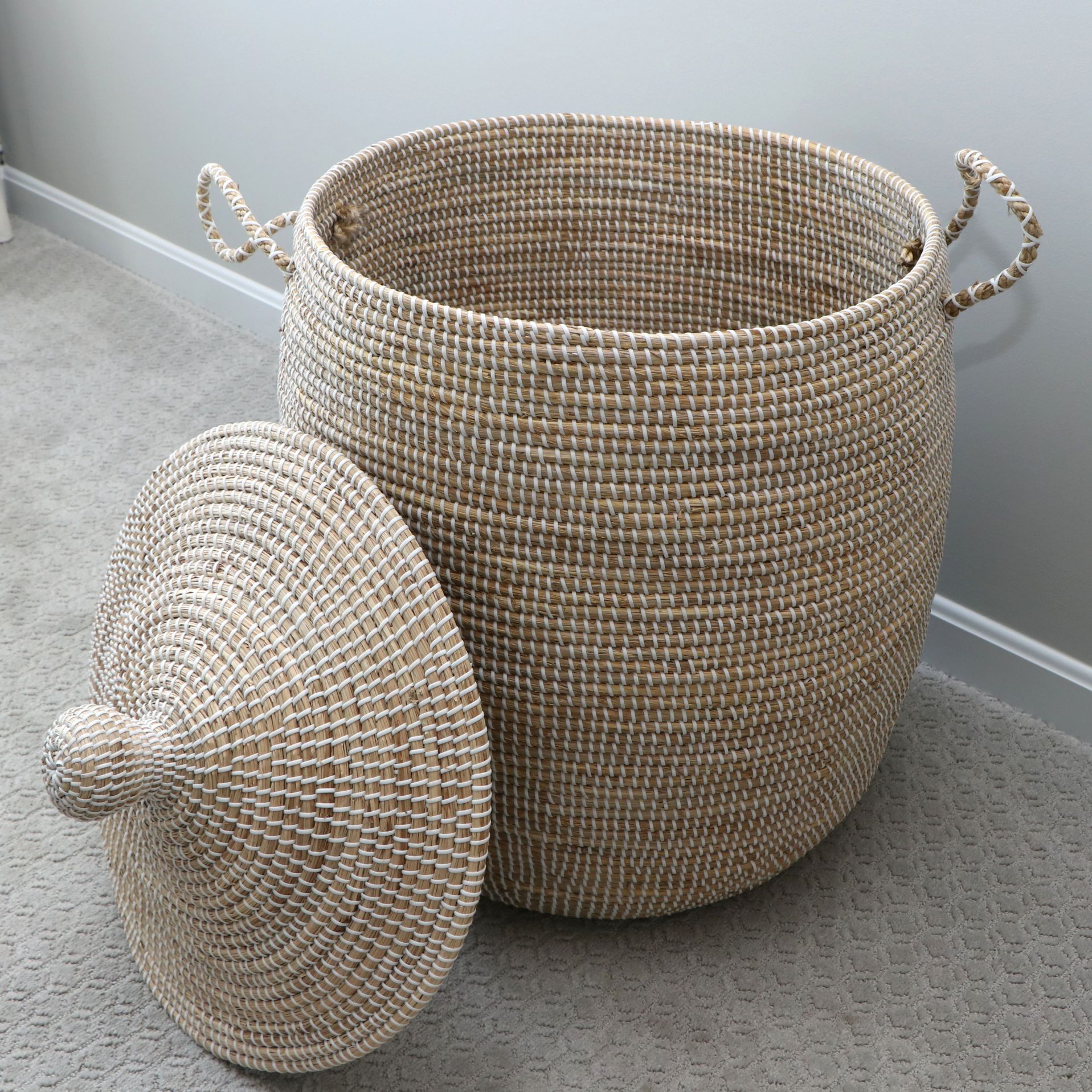 Serena & Lily "La Jolla" Woven Seagrass Basket with Lid