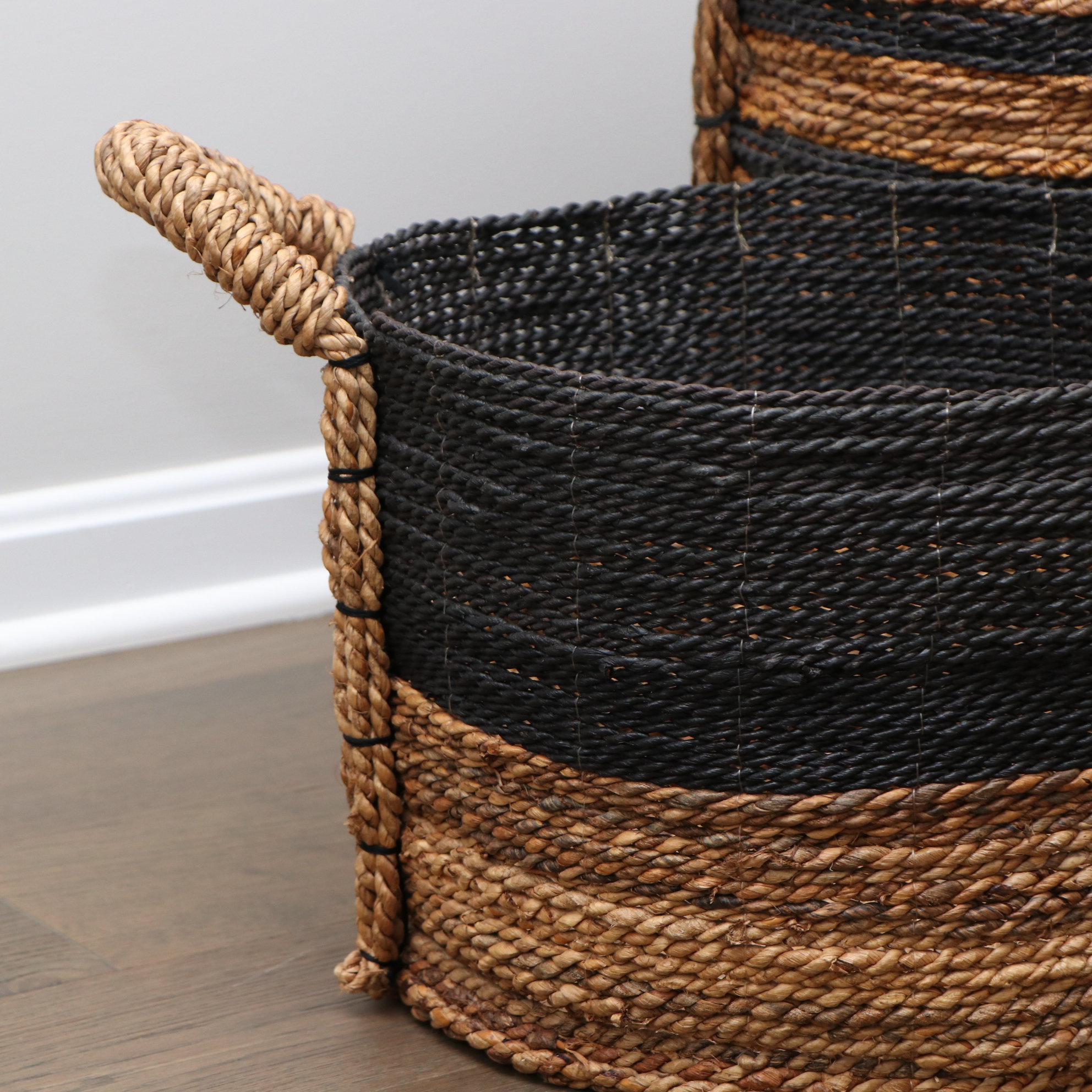 Two Contemporary Woven Storage Baskets