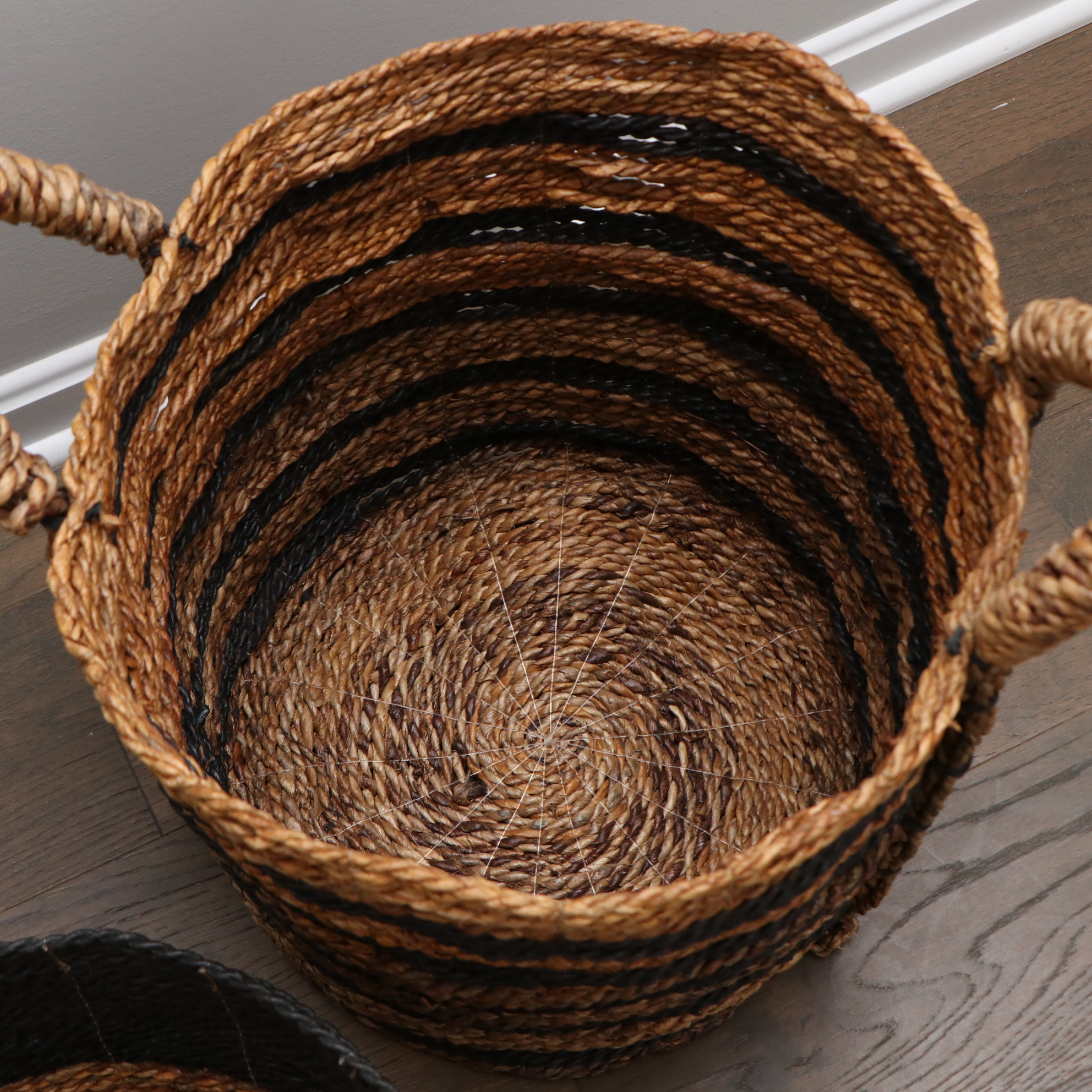 Two Contemporary Woven Storage Baskets