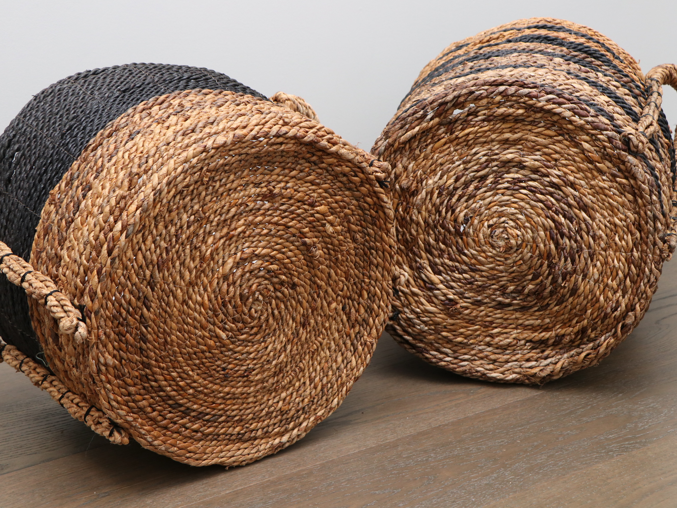 Two Contemporary Woven Storage Baskets
