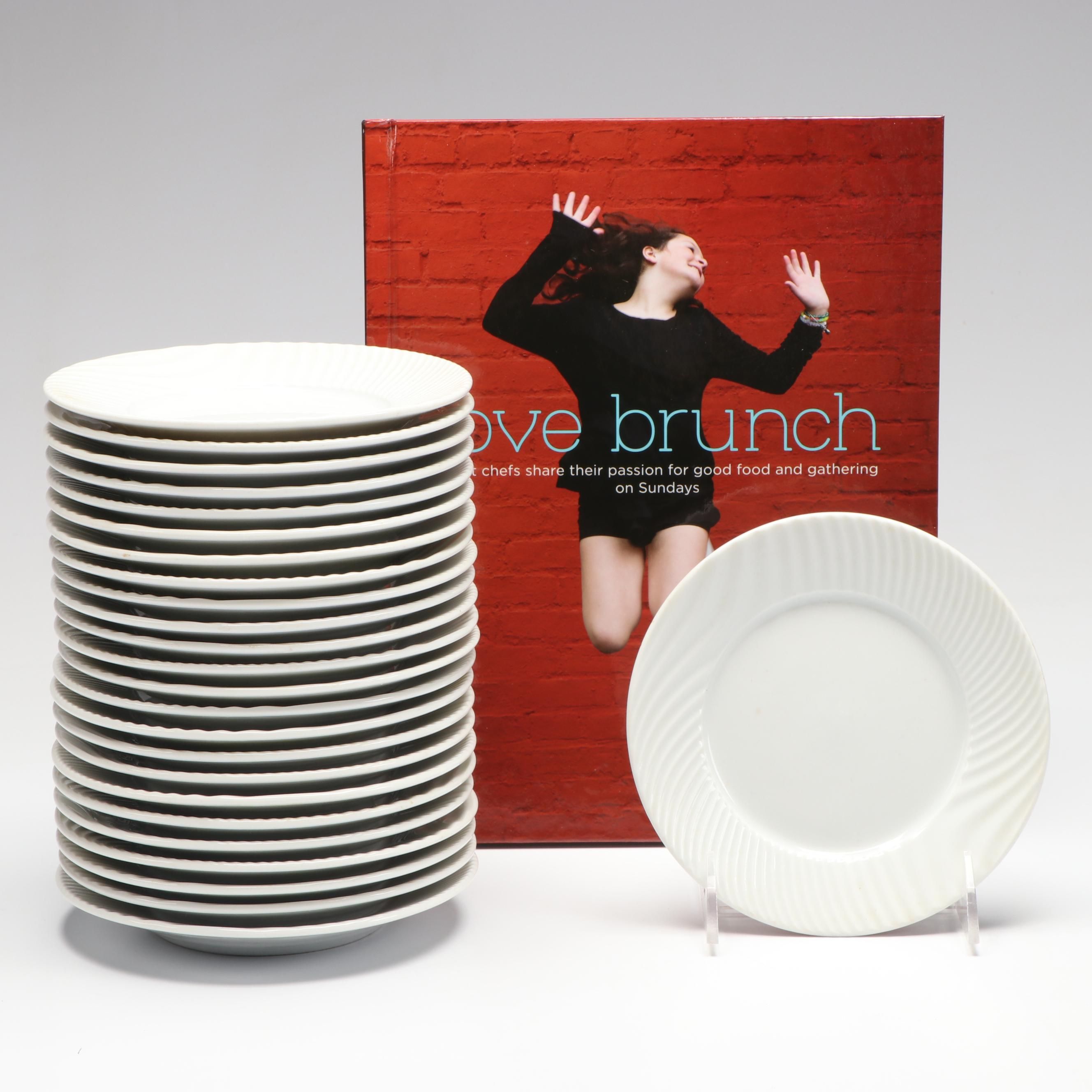 "Love Brunch" Cookbook and Twenty-Four Apilco Limoges Porcelain Bread Plates