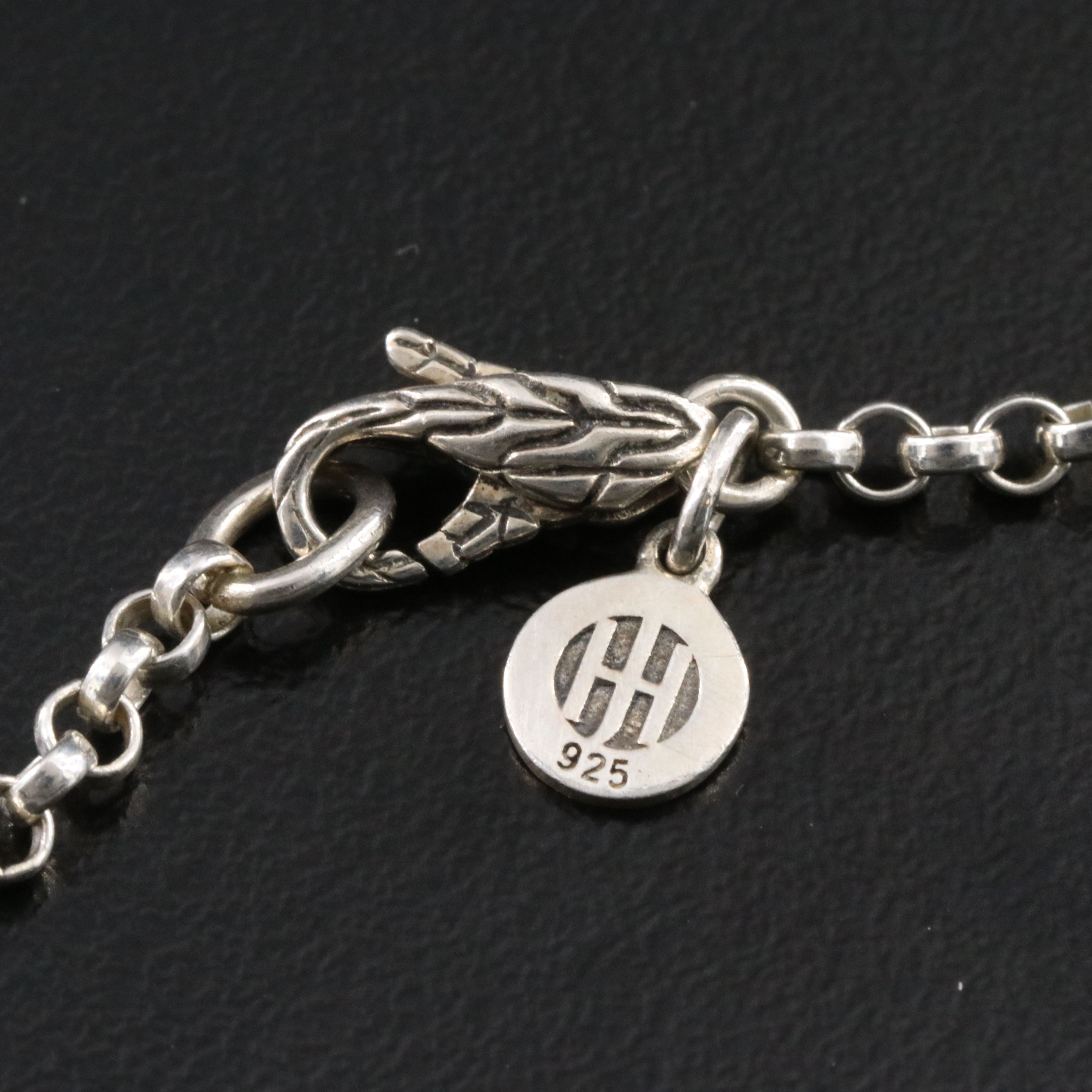 John Hardy Legends Naga Sterling and Black Spinel Station Necklace