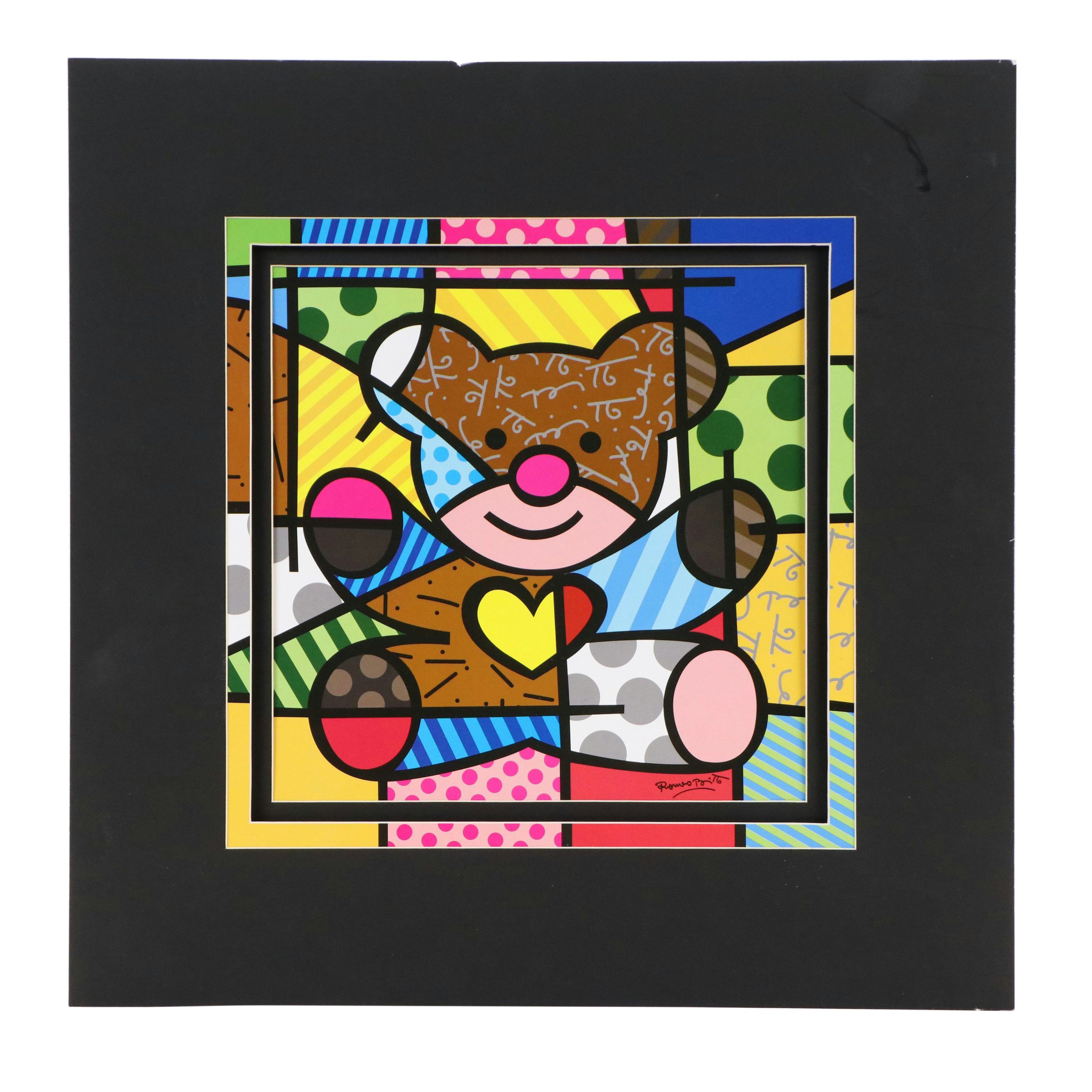 "Back in Time Little Bear" Offset Lithograph After Romero Britto