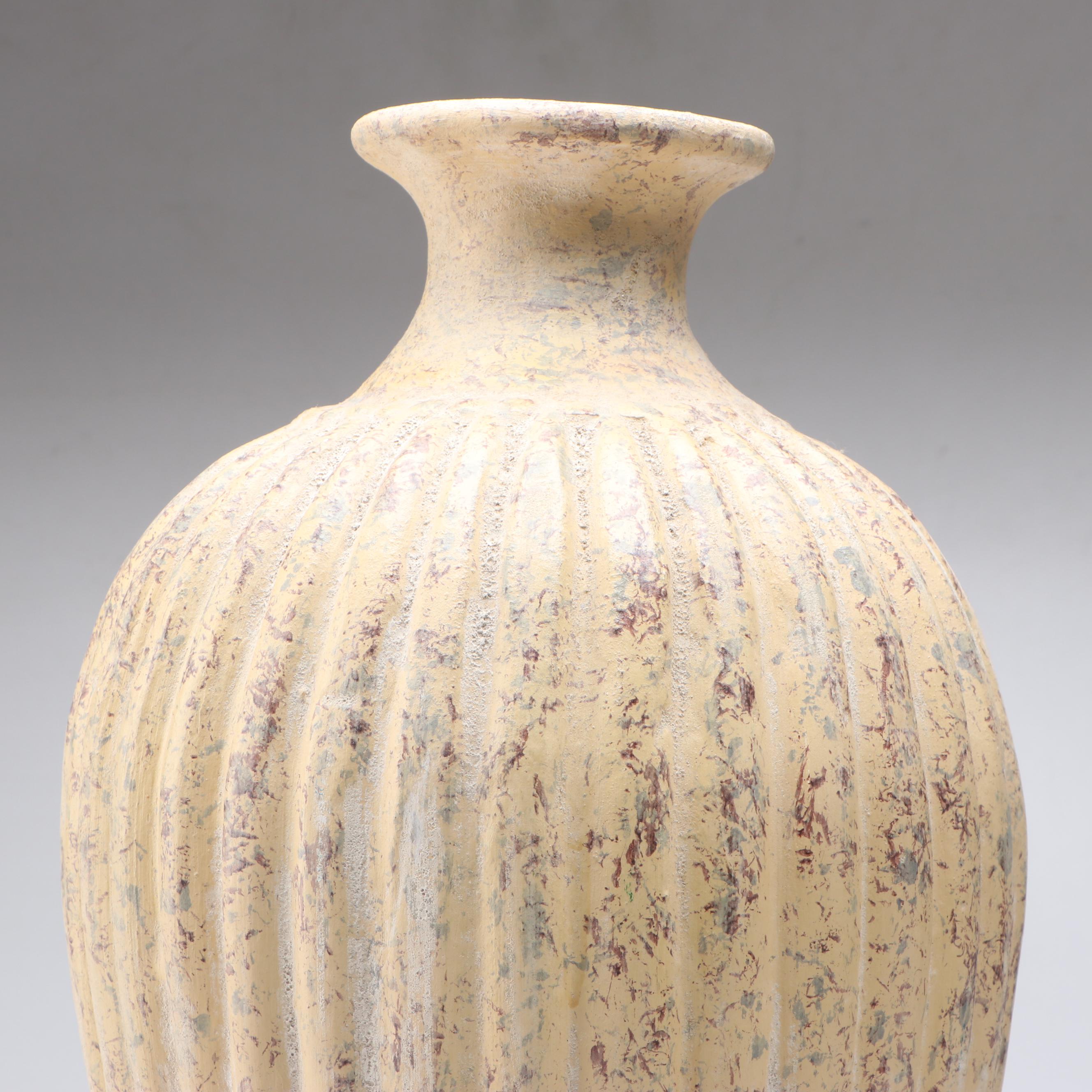 Rustic Ribbed Ceramic Vase
