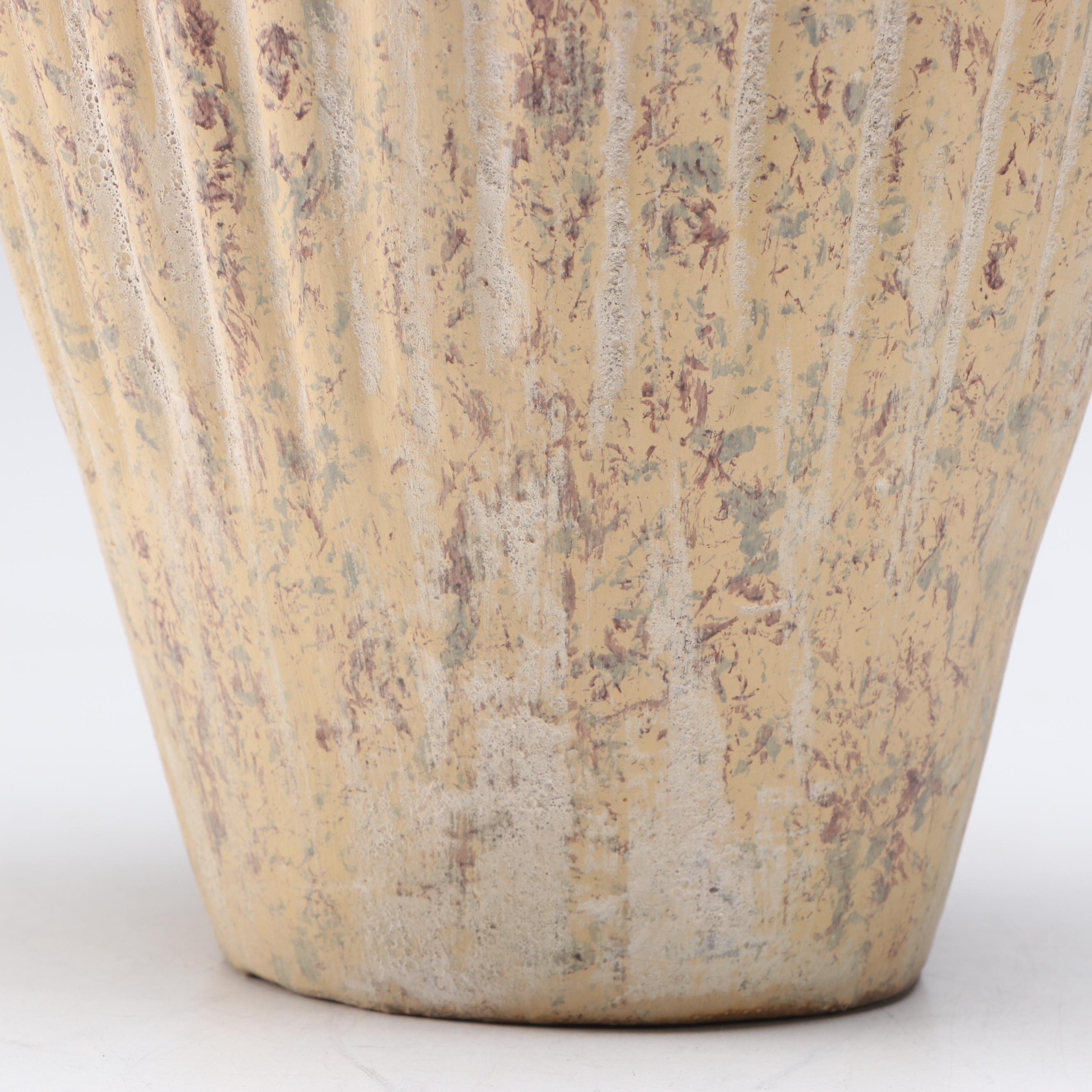 Rustic Ribbed Ceramic Vase