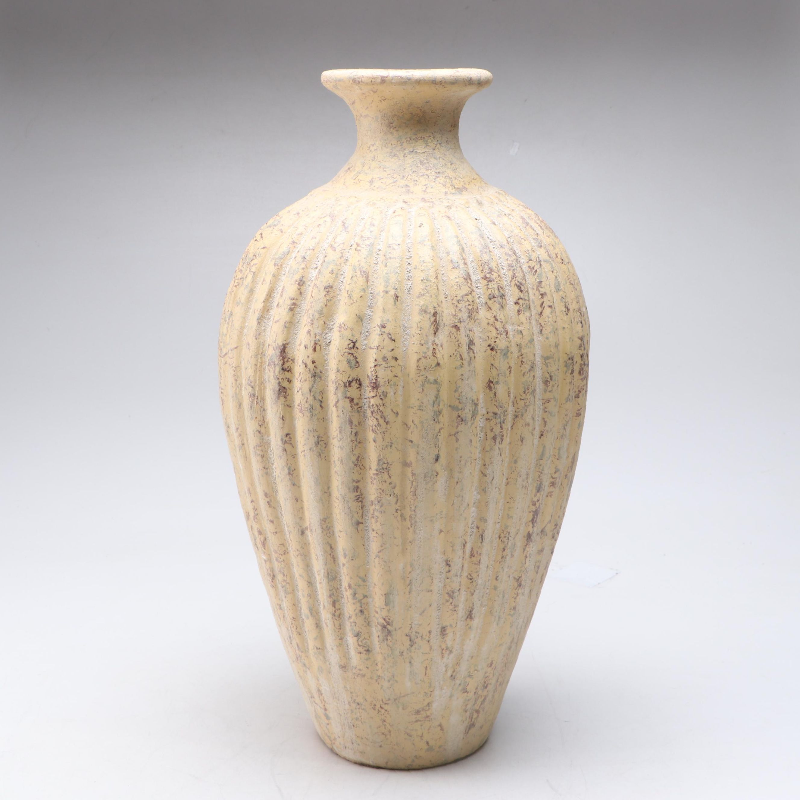 Rustic Ribbed Ceramic Vase