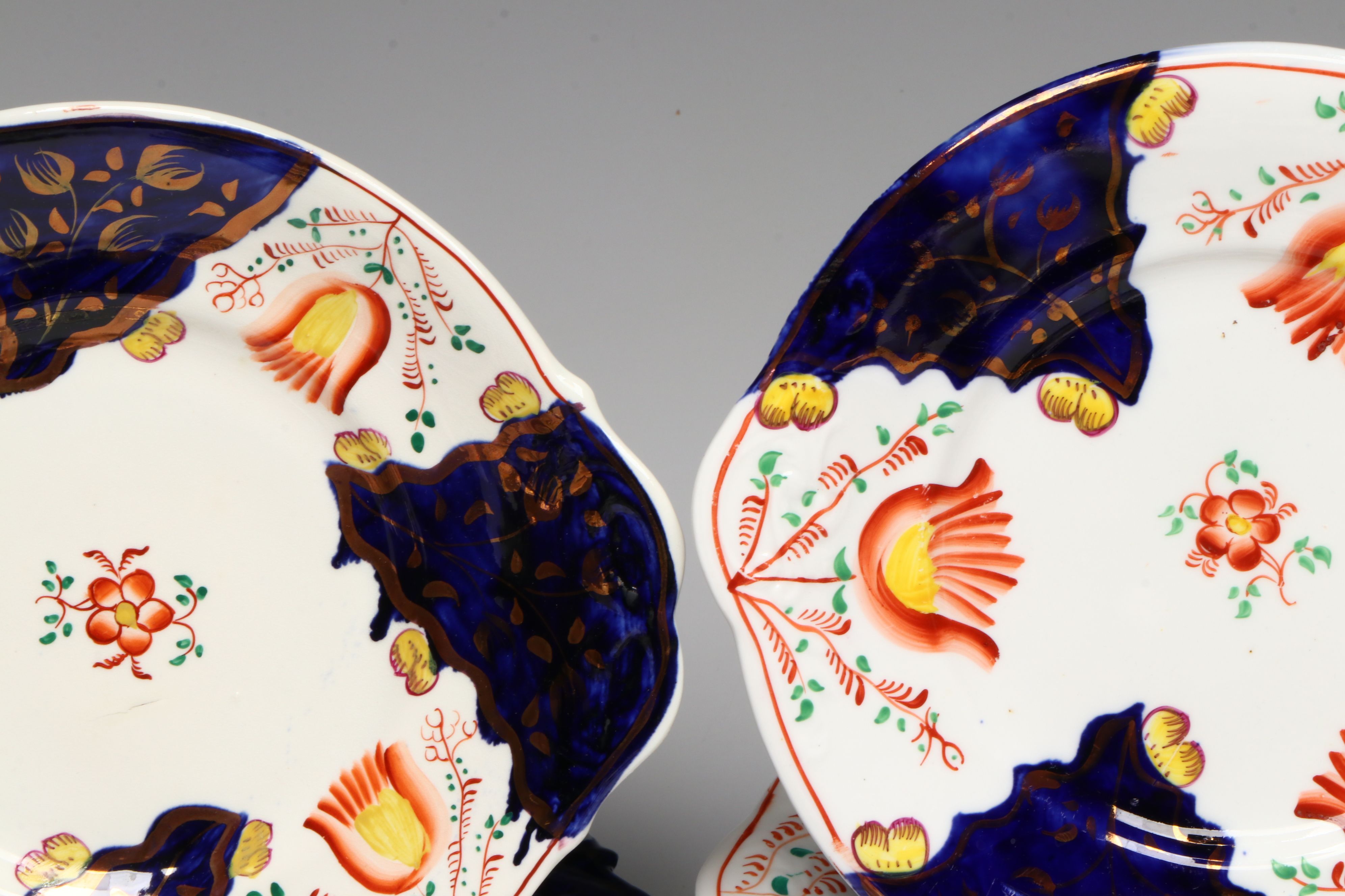 English Gaudy Welsh Tulip Dinnerware and Serving Pieces