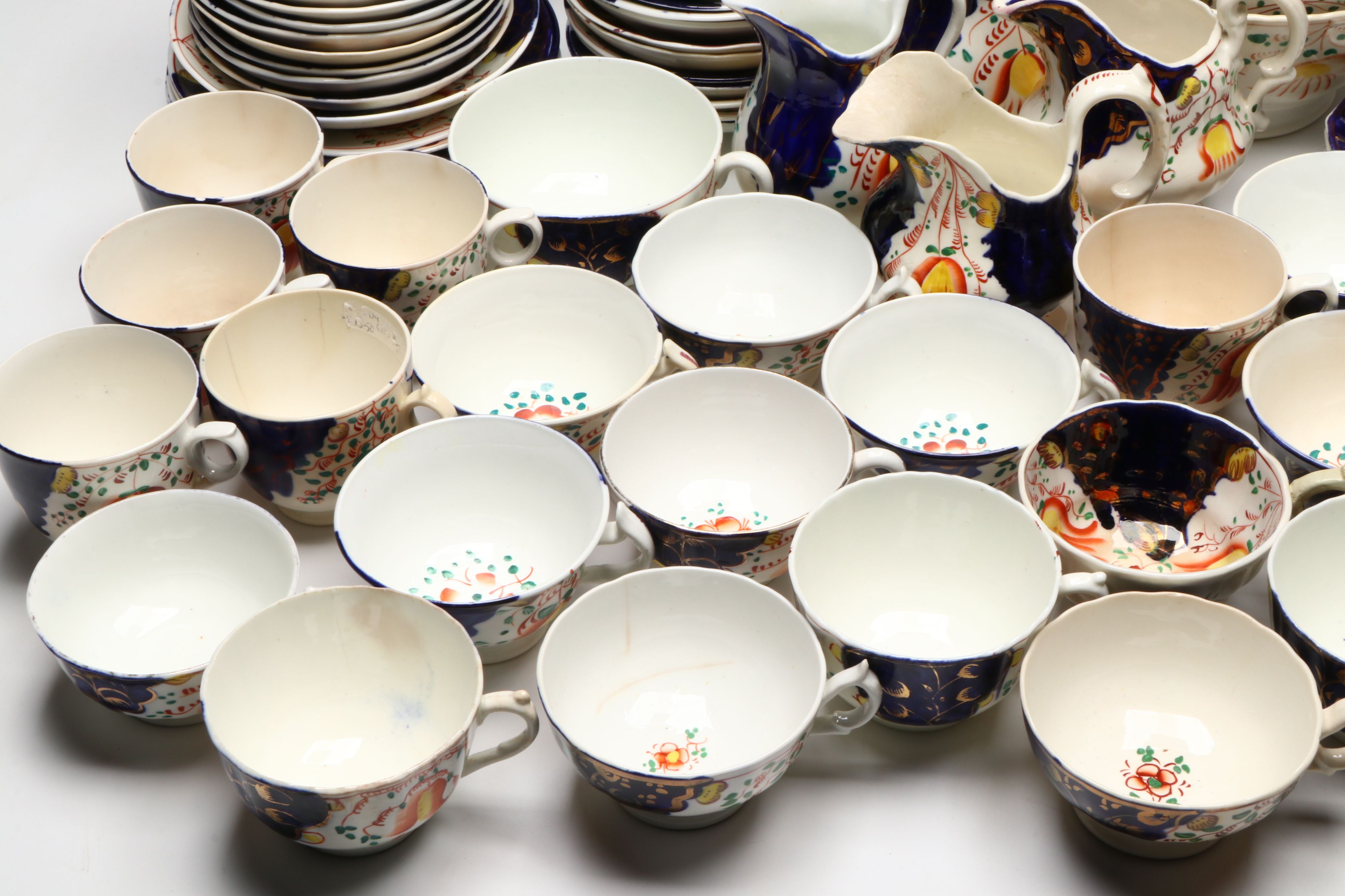 English Gaudy Welsh Tulip Dinnerware and Serving Pieces