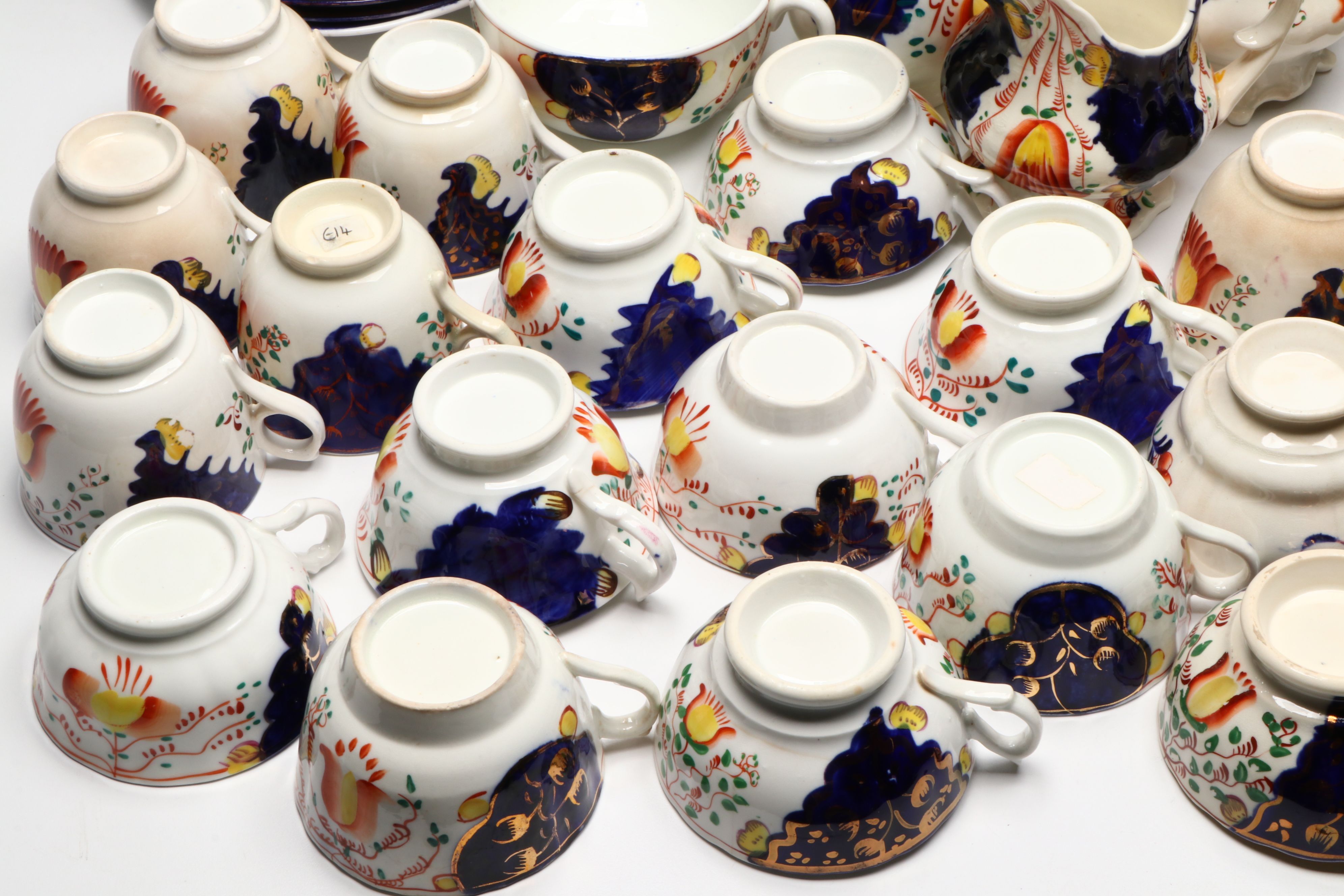 English Gaudy Welsh Tulip Dinnerware and Serving Pieces