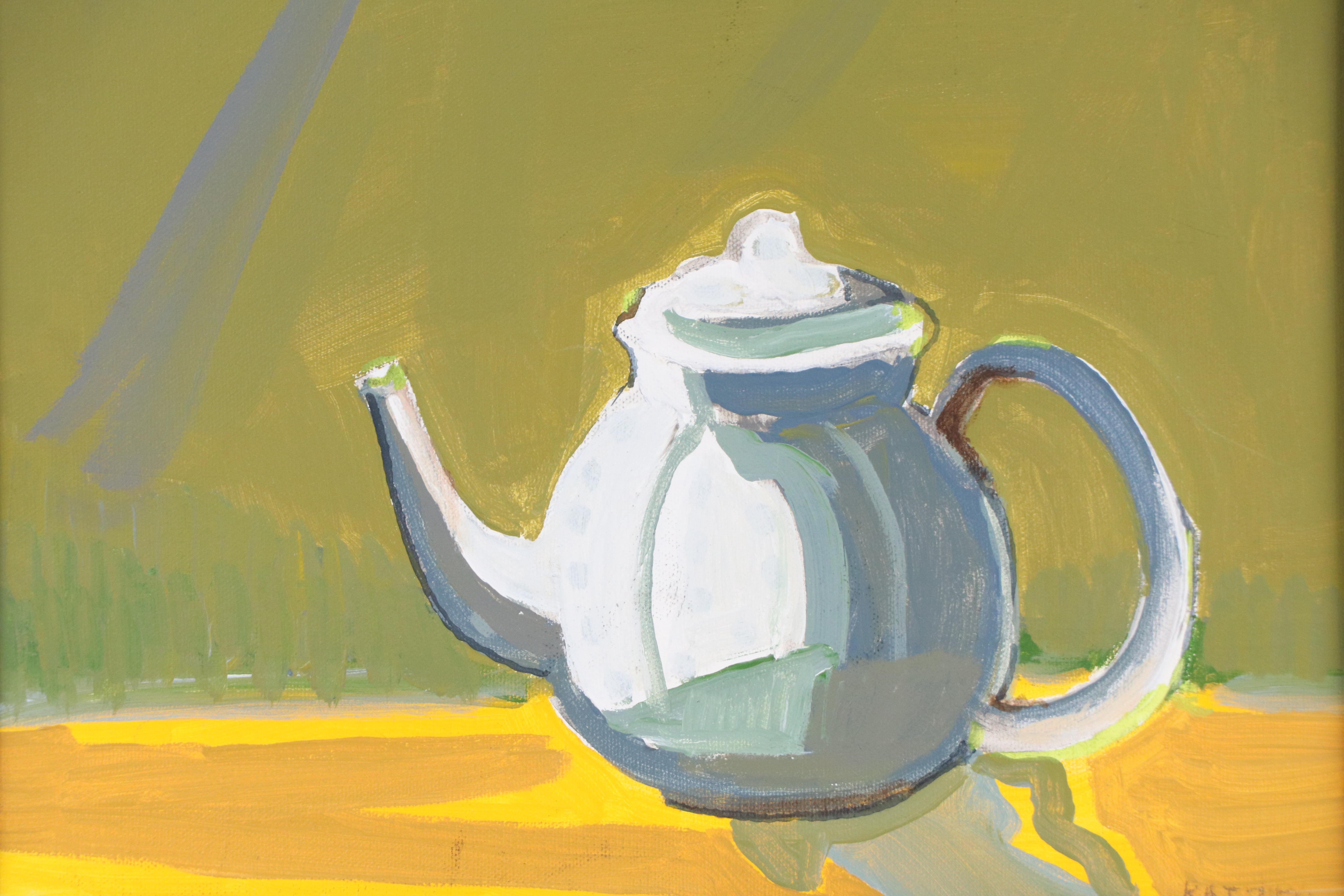 Myrtle Katzen Modernist Still Life Oil Painting of Teapot