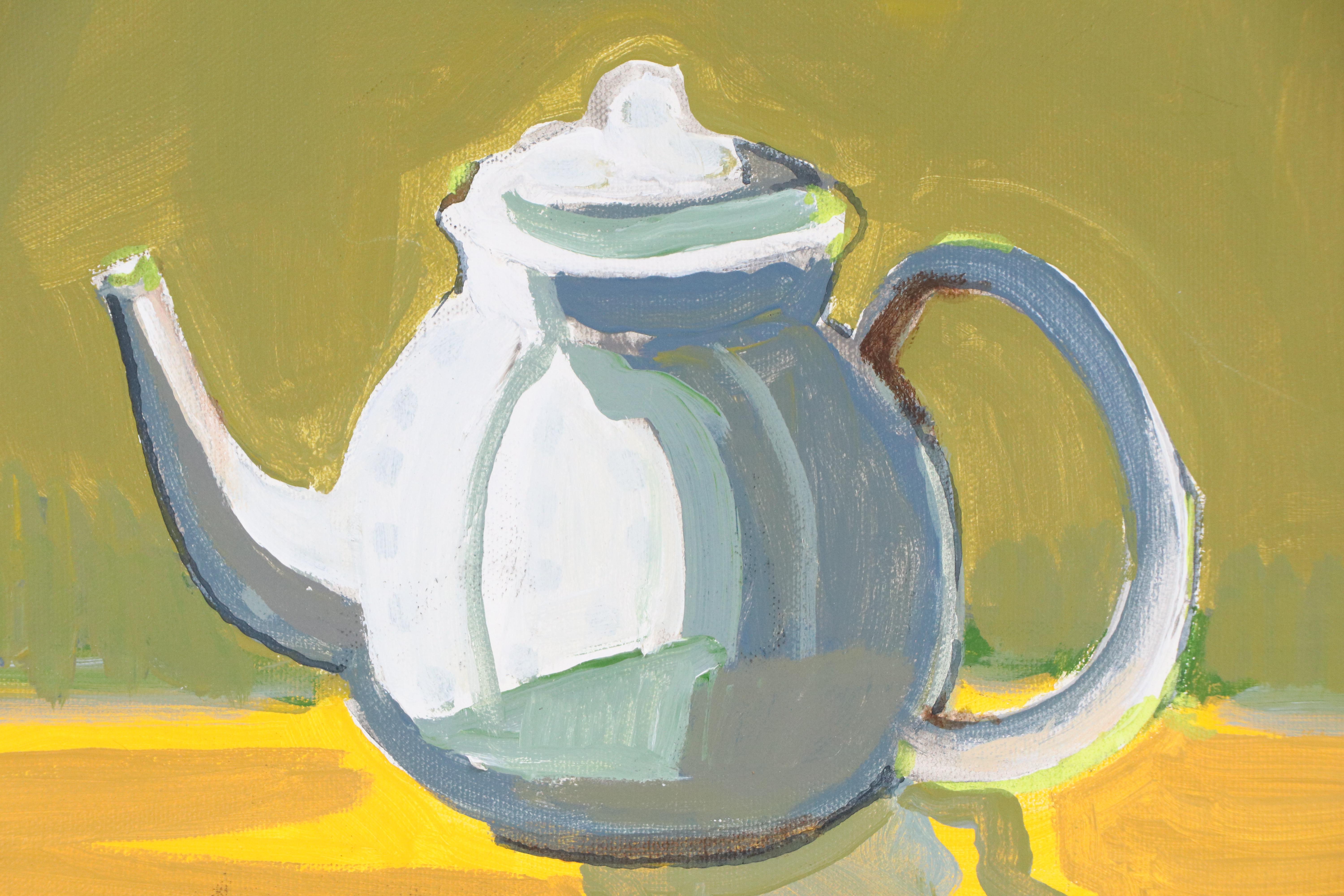 Myrtle Katzen Modernist Still Life Oil Painting of Teapot