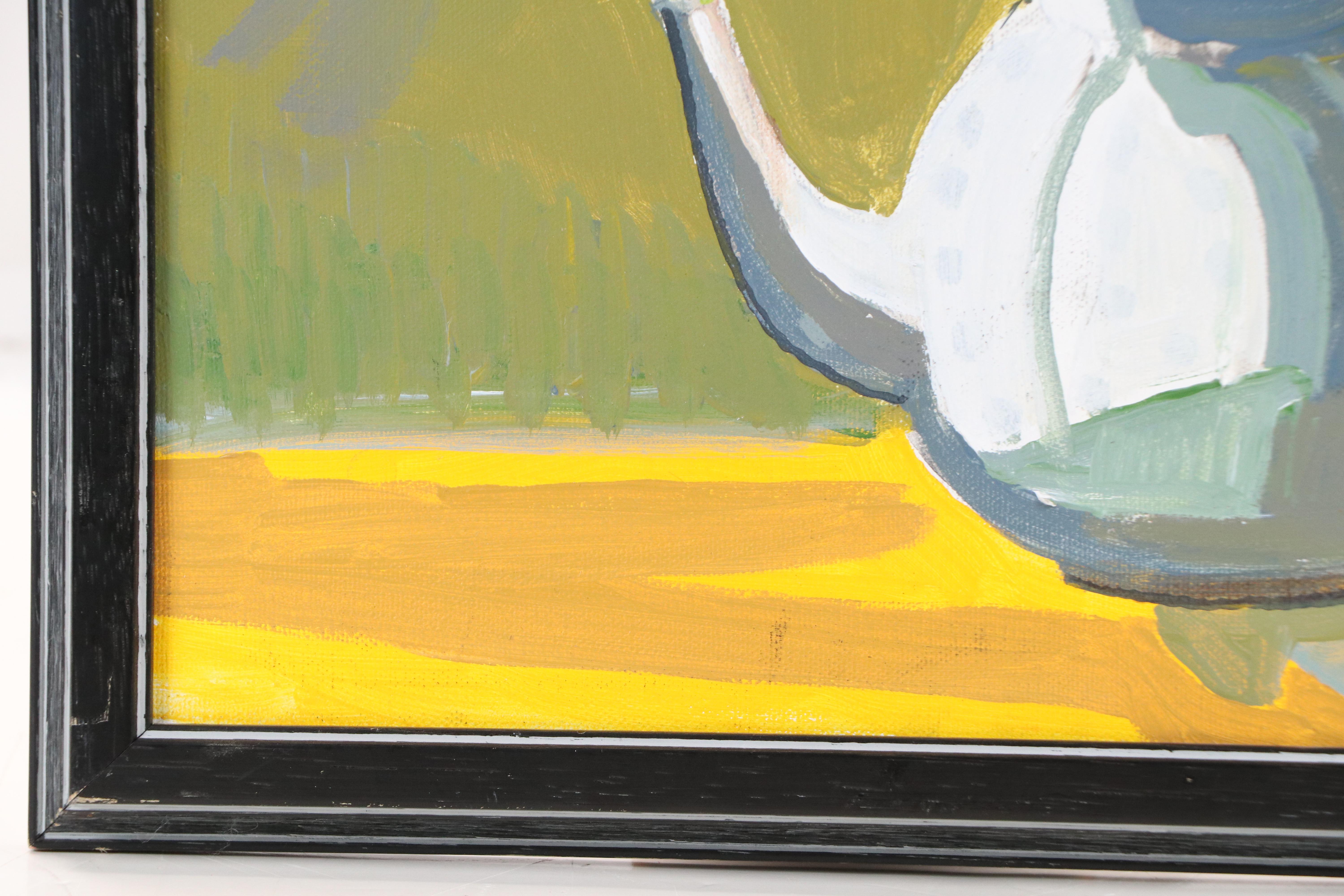 Myrtle Katzen Modernist Still Life Oil Painting of Teapot