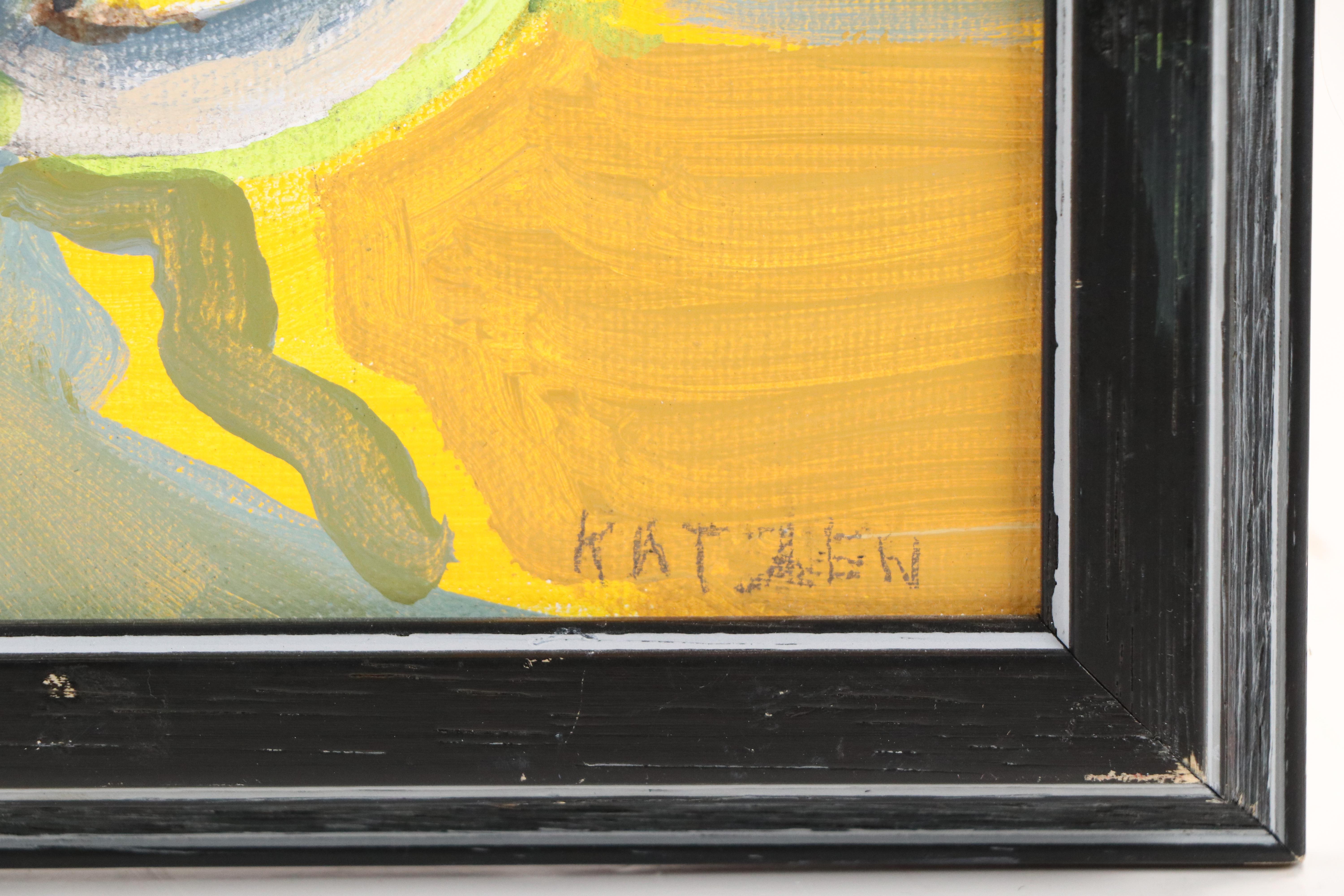 Myrtle Katzen Modernist Still Life Oil Painting of Teapot