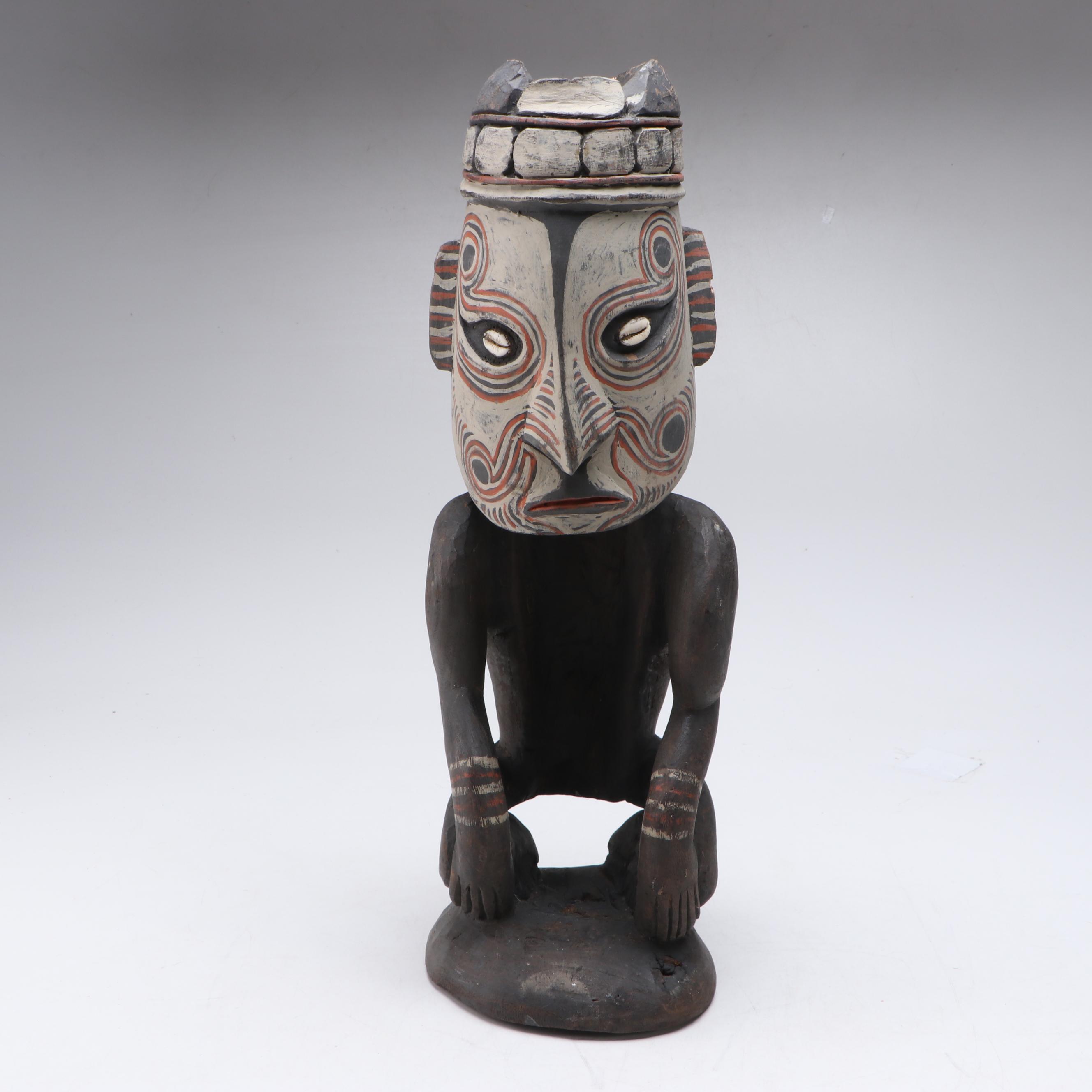 Papuan Sepik River Ancestral Spirit Totem and Ashanti Akuaba Fertility Doll