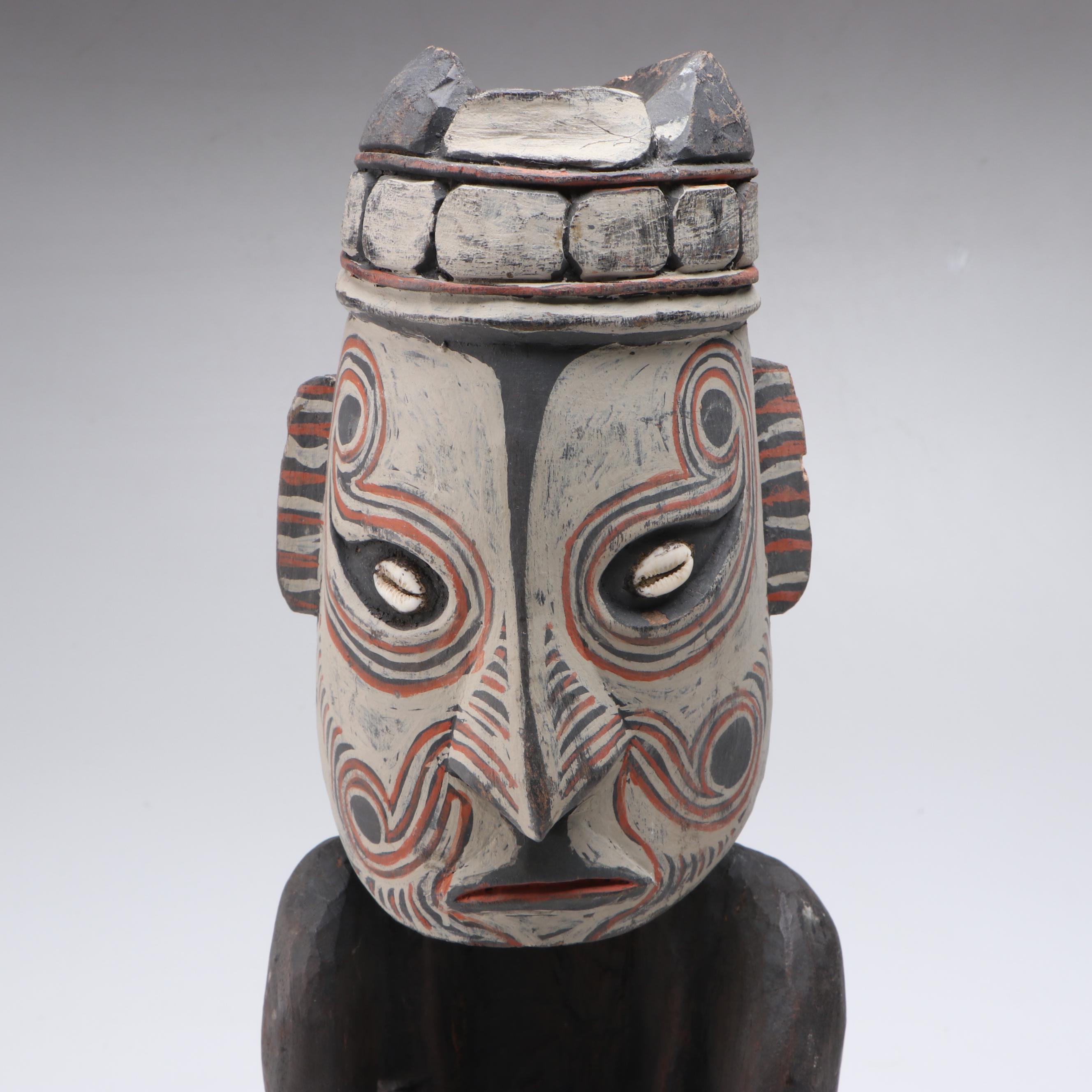 Papuan Sepik River Ancestral Spirit Totem and Ashanti Akuaba Fertility Doll