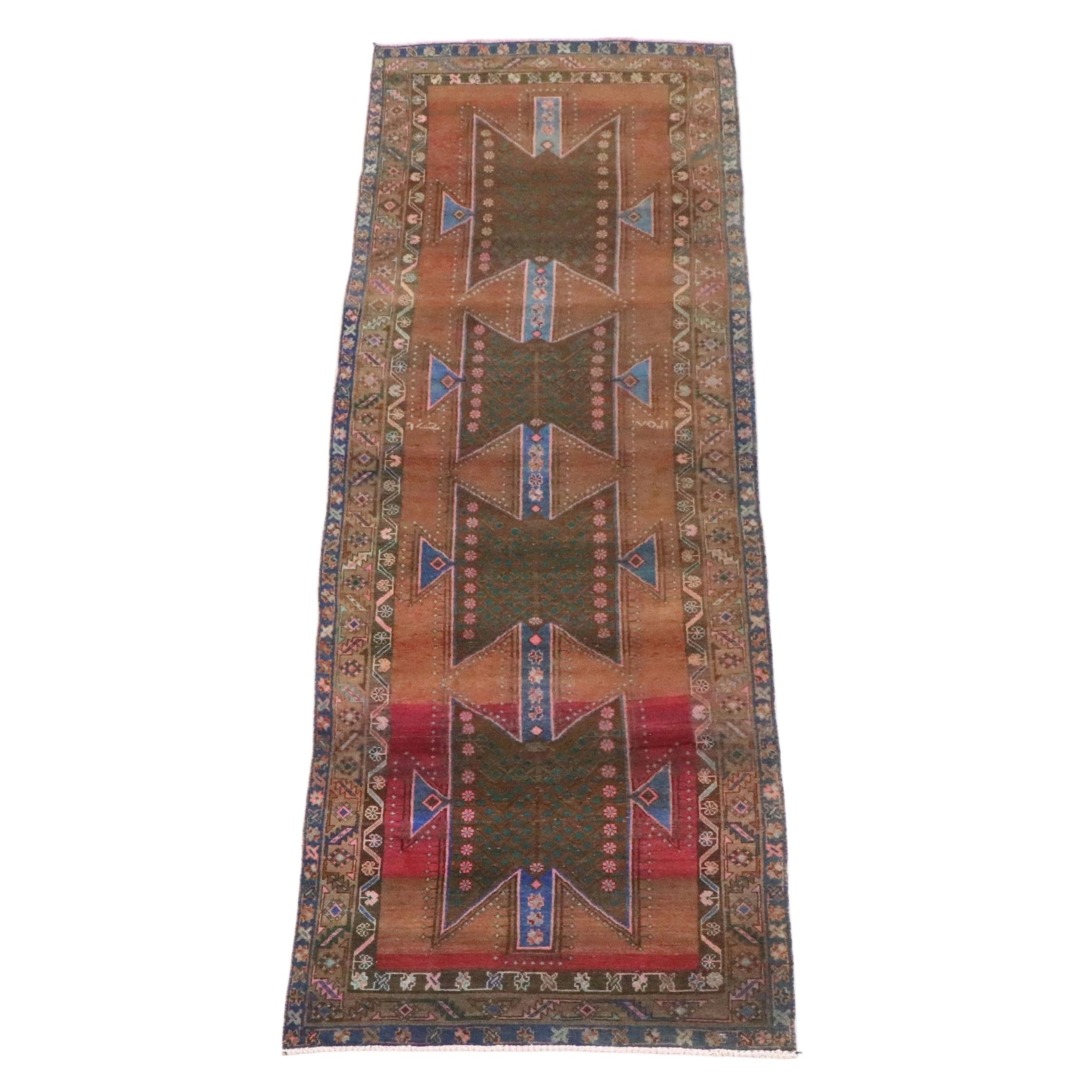 3'9 x 13' Hand-Knotted Persian Mazlaghan Long Rug