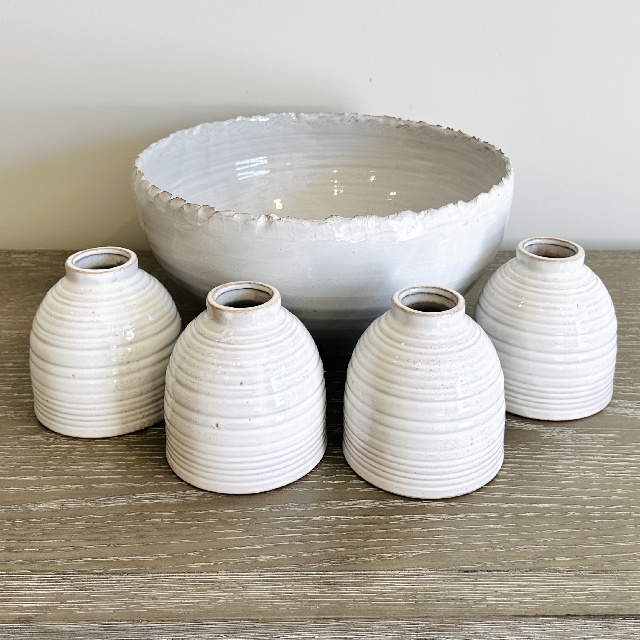 47th & Main Glazed Ceramic Vases with Earthenware Centerpiece Bowl