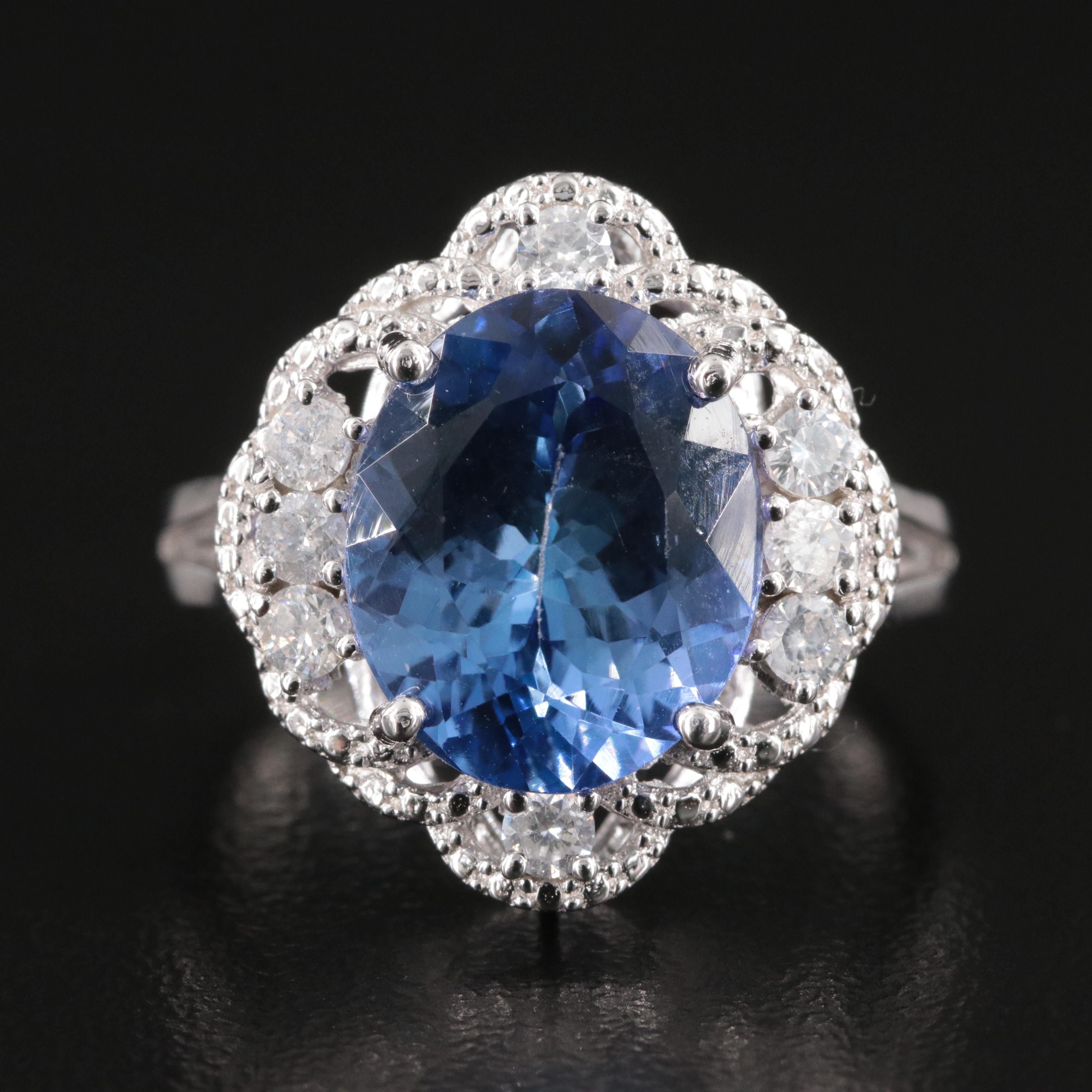 Oscar Friedman Sterling Tanzanite and Diamond Ring