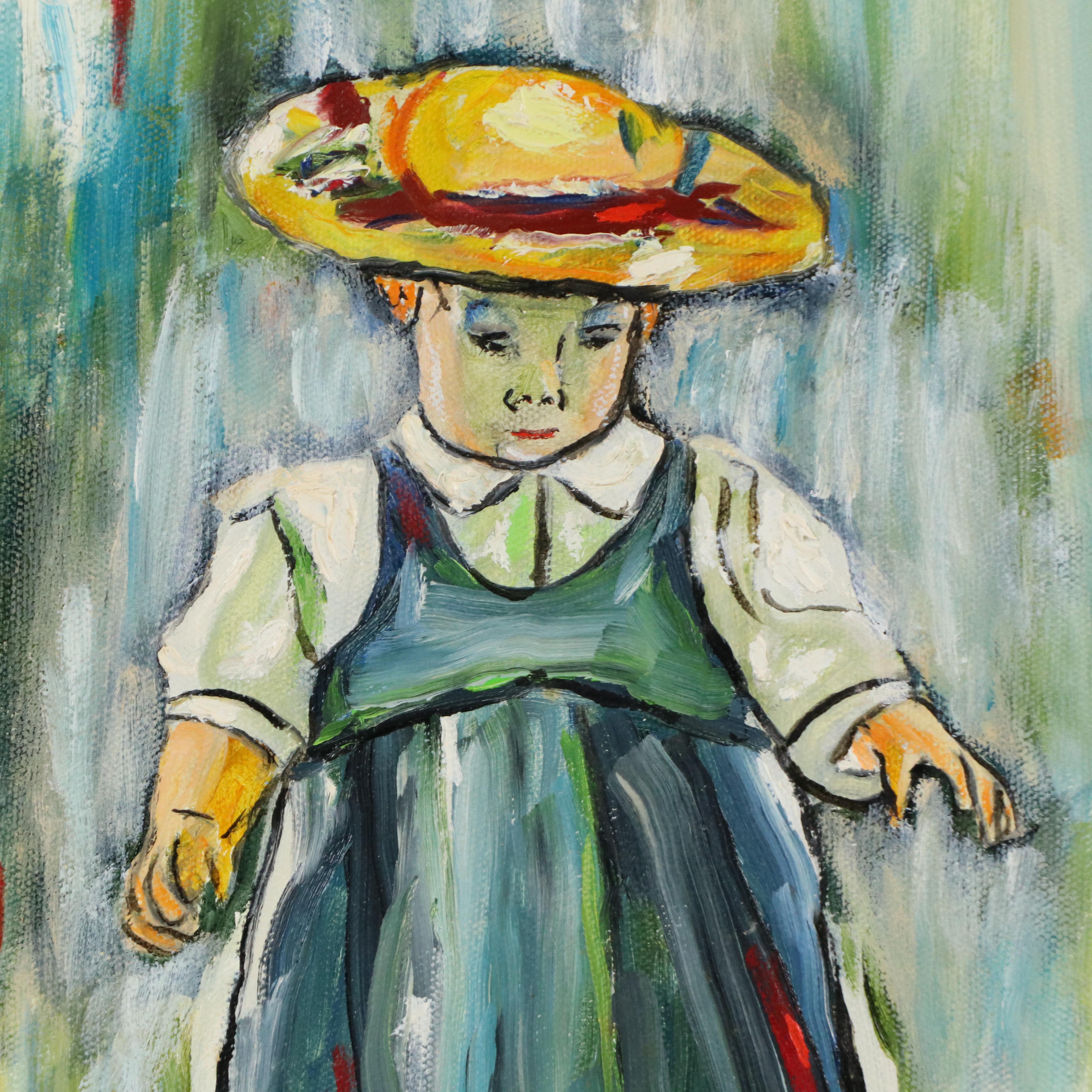 Judson Wilson Oil Painting of Young Girl with Ball