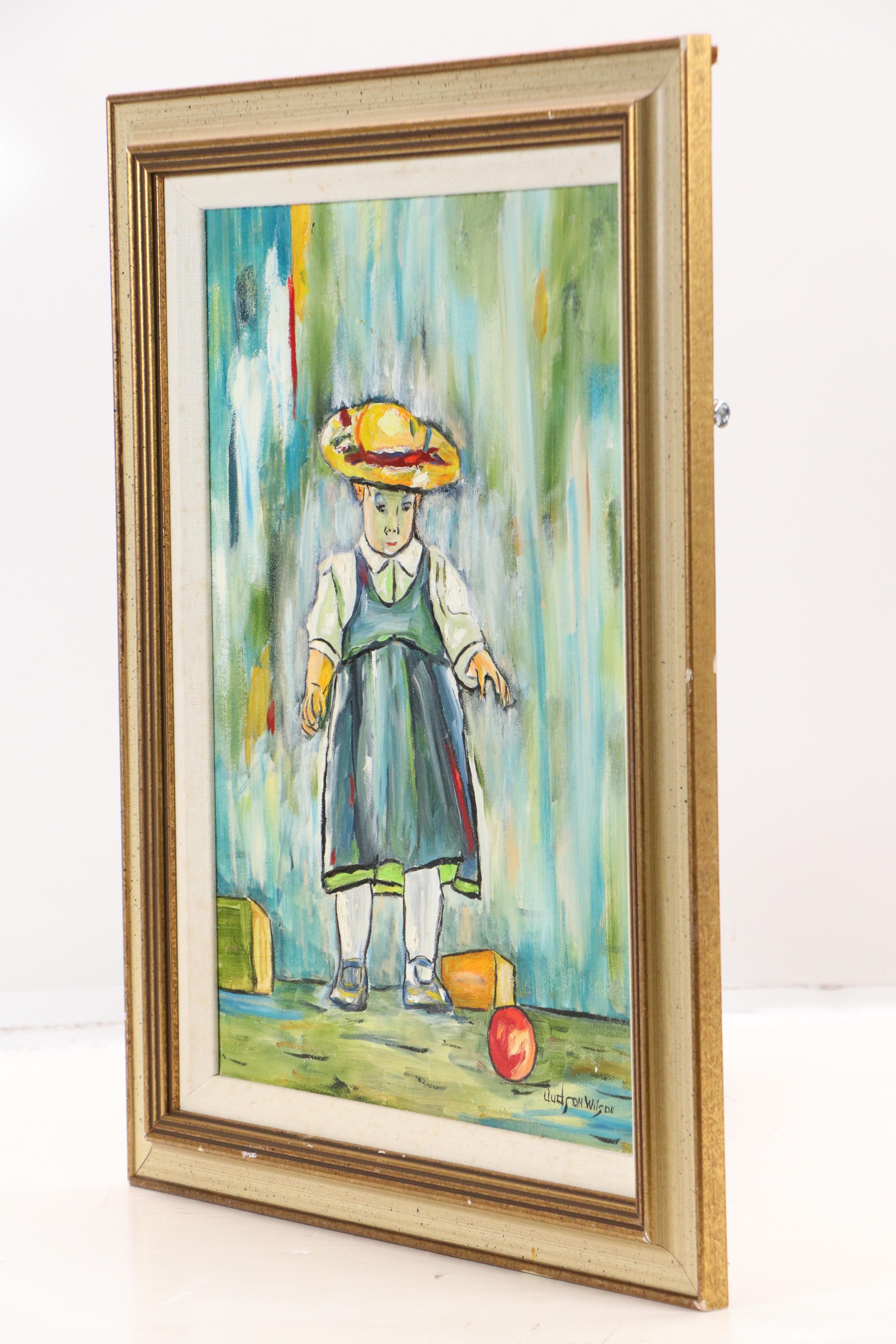 Judson Wilson Oil Painting of Young Girl with Ball