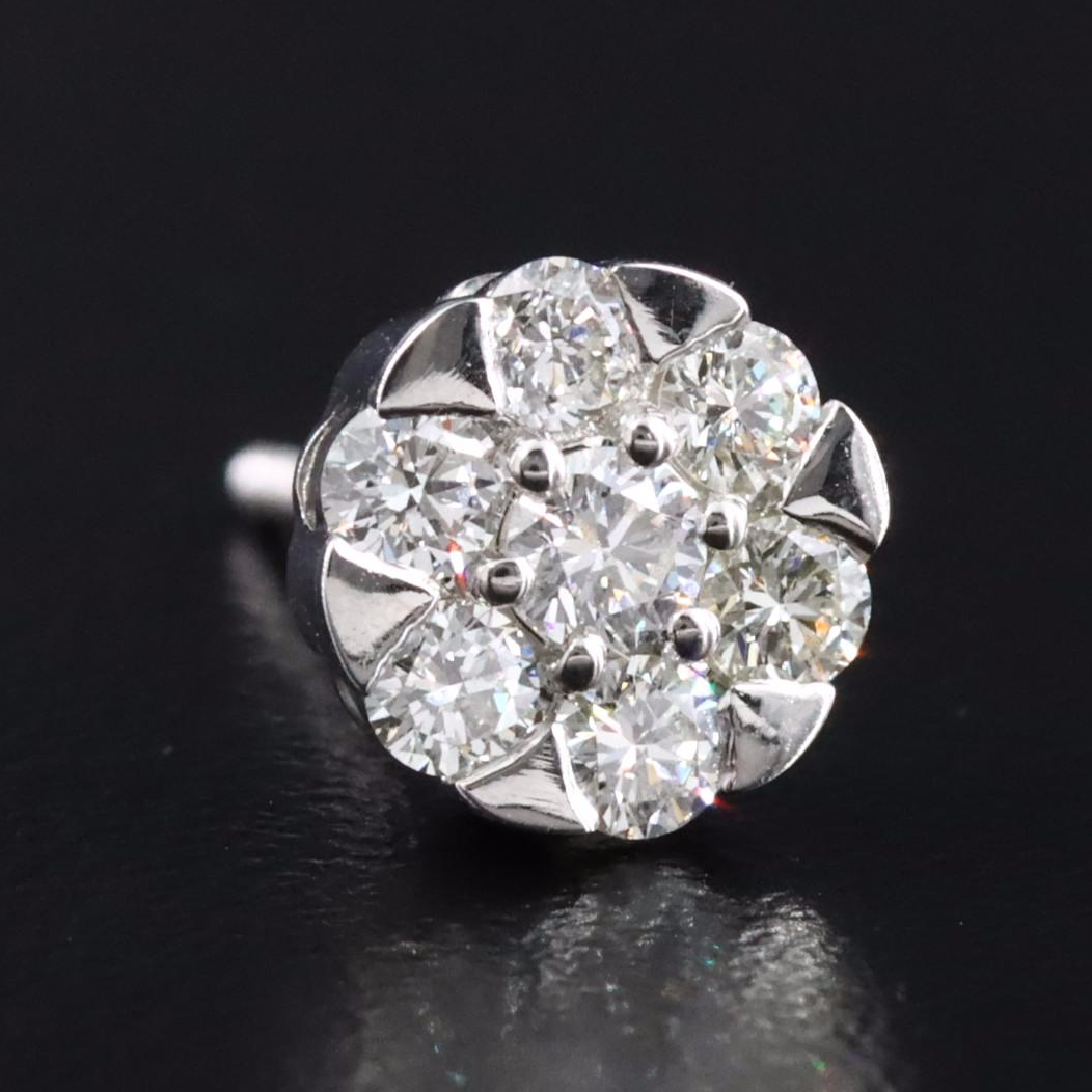 Platinum 0.60 CTW Diamond Cluster Earrings