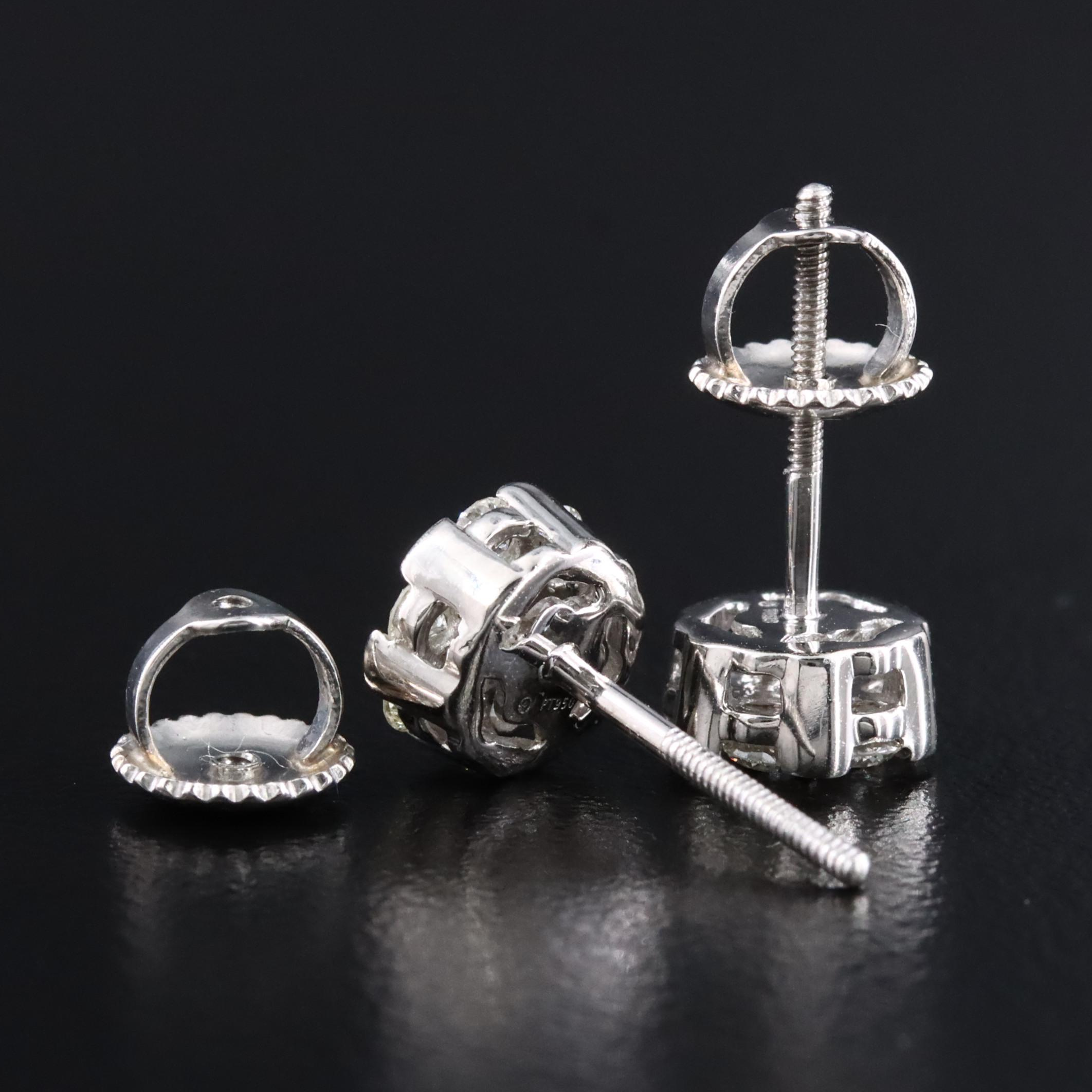 Platinum 0.60 CTW Diamond Cluster Earrings