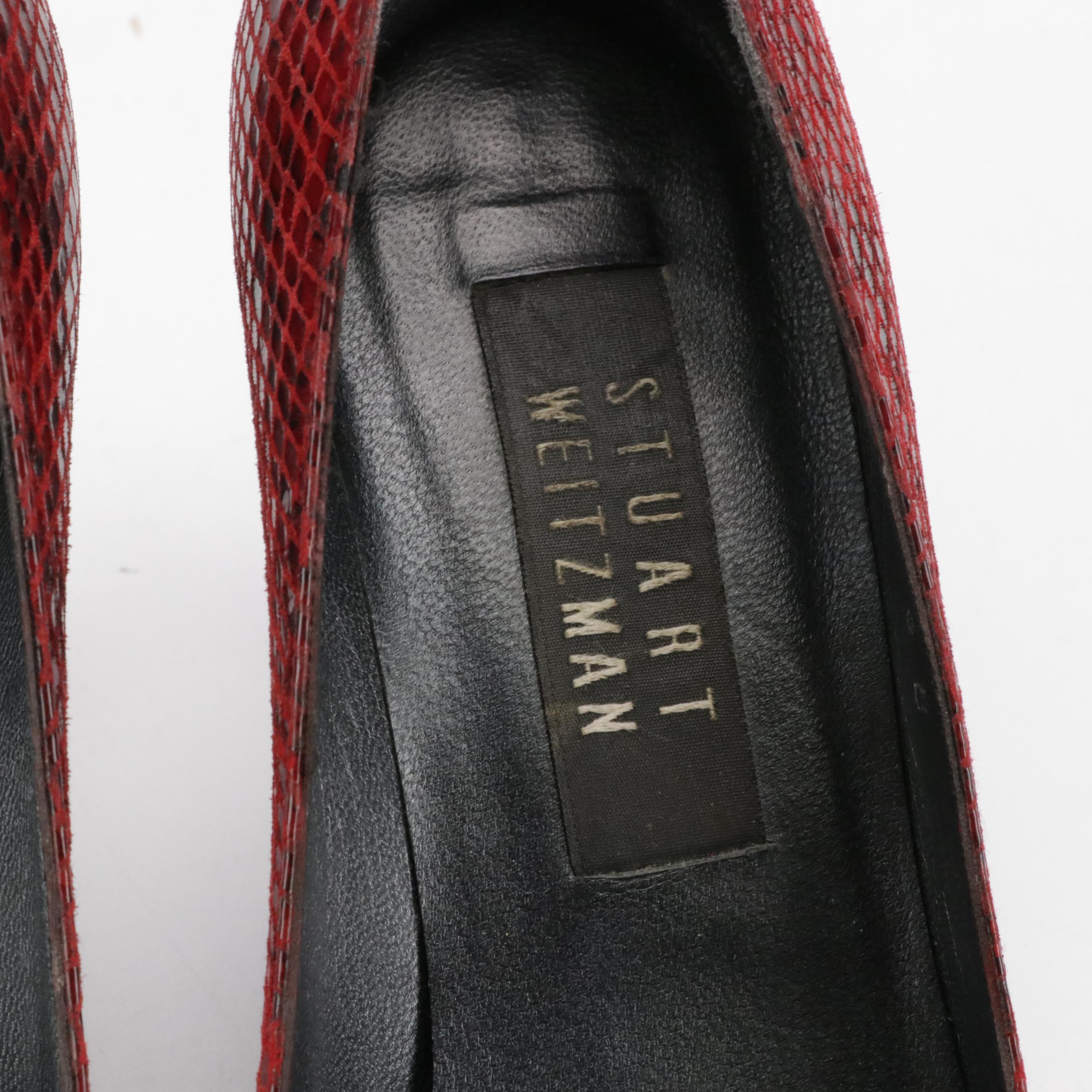 Stuart Weitzman Snakeskin Embossed Leather Pumps