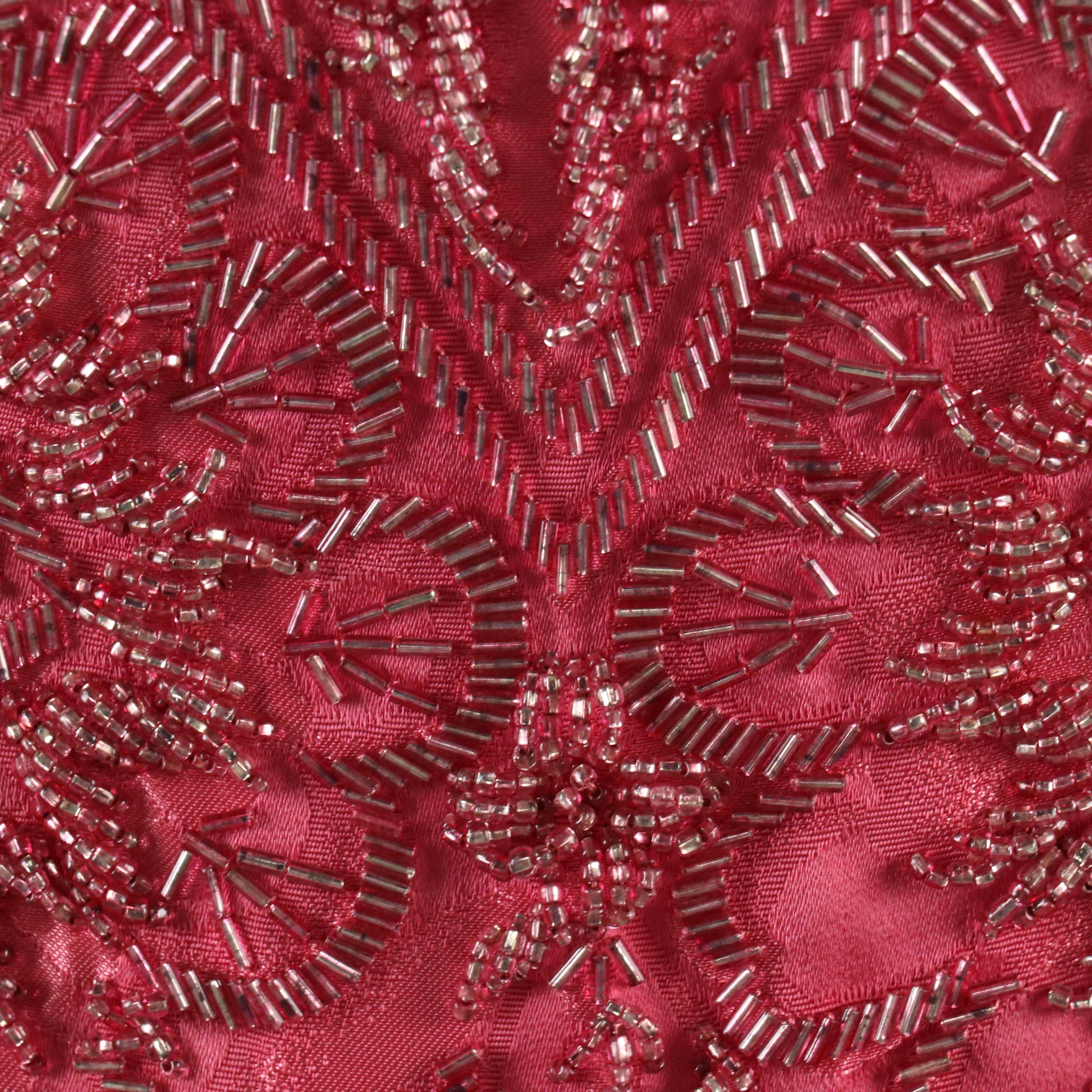 Sleeveless Hand-Beaded Dress in Silk Satin from Robinson's California, 1960s