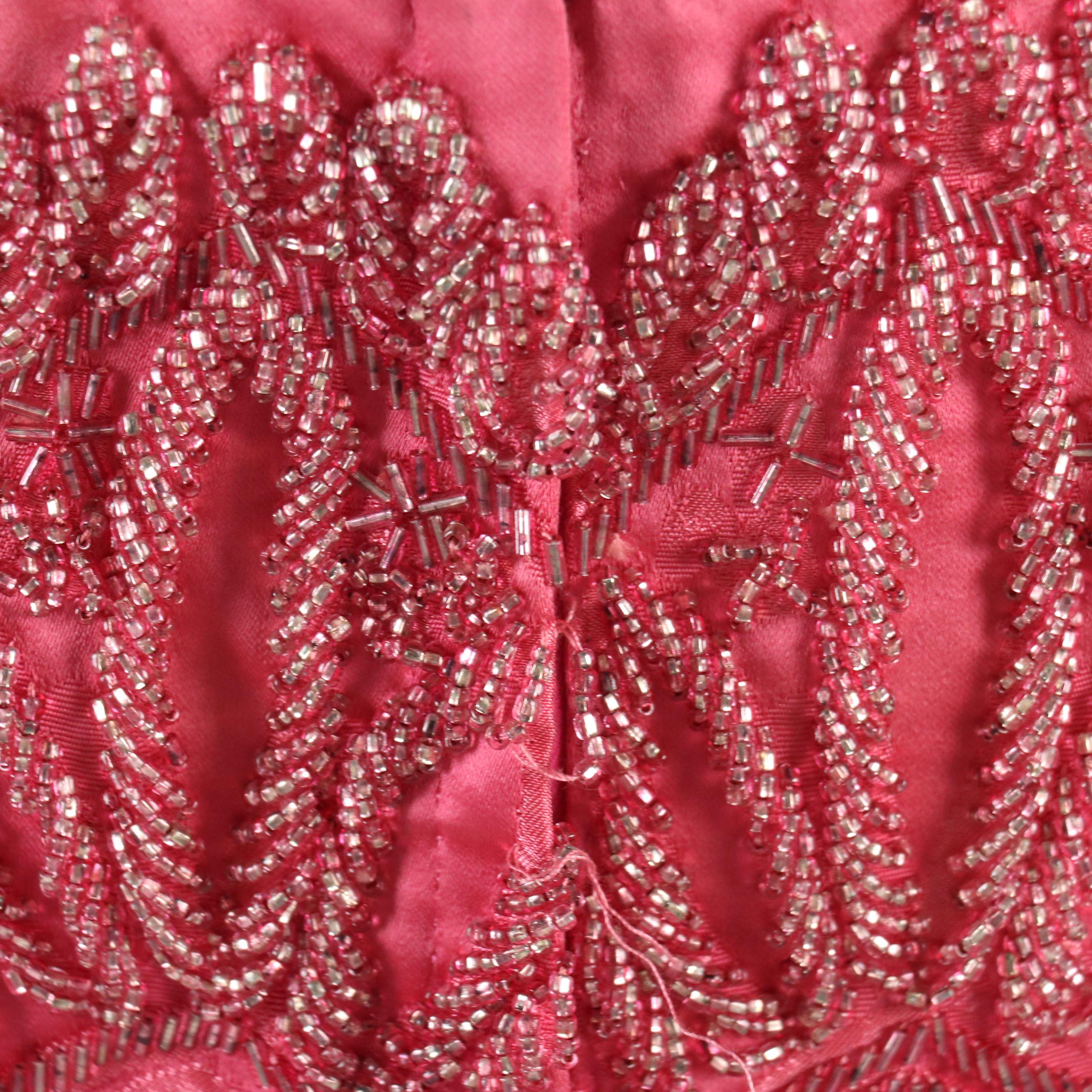 Sleeveless Hand-Beaded Dress in Silk Satin from Robinson's California, 1960s