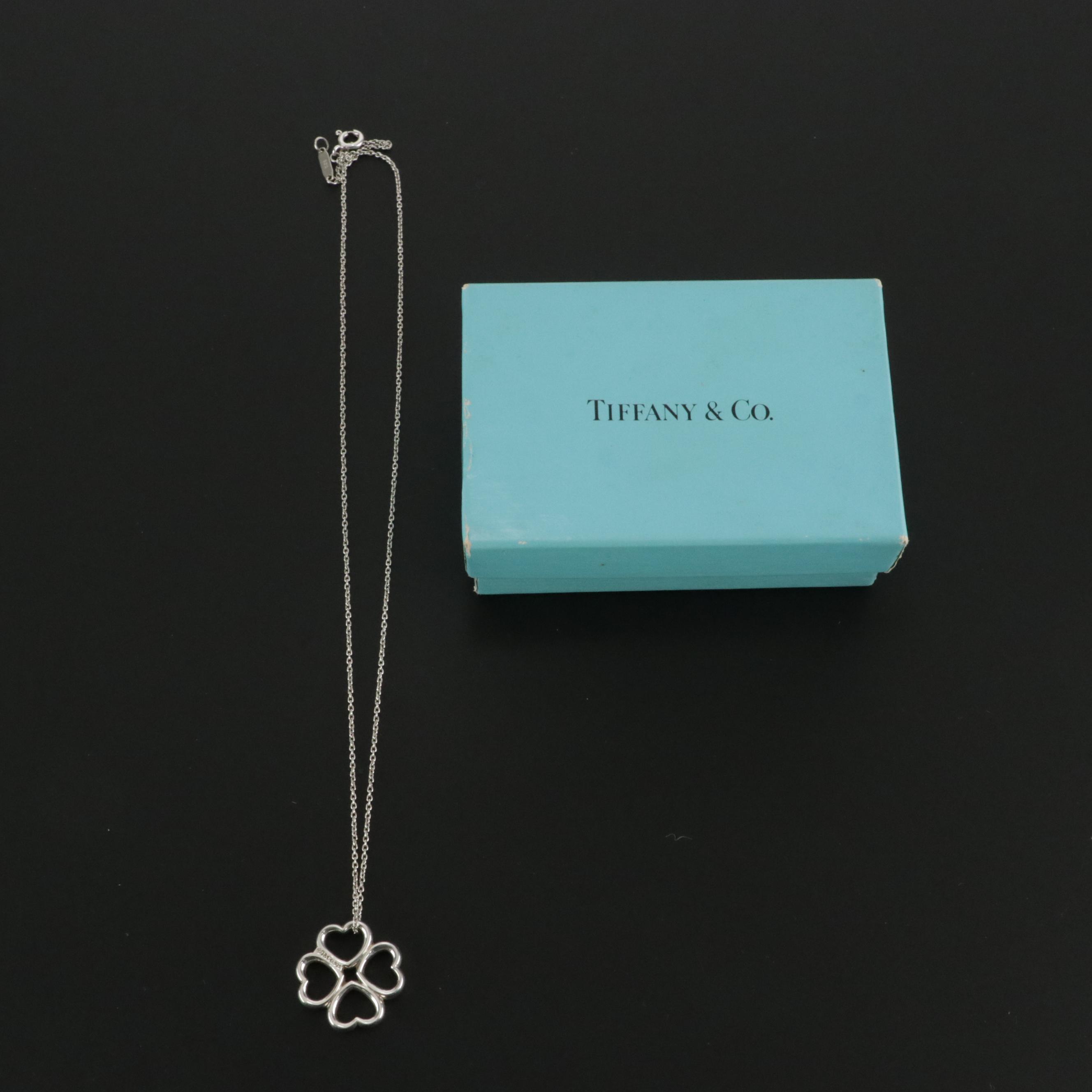 Tiffany & Co. Sterling Silver Four Hearts Clover Pendant Necklace