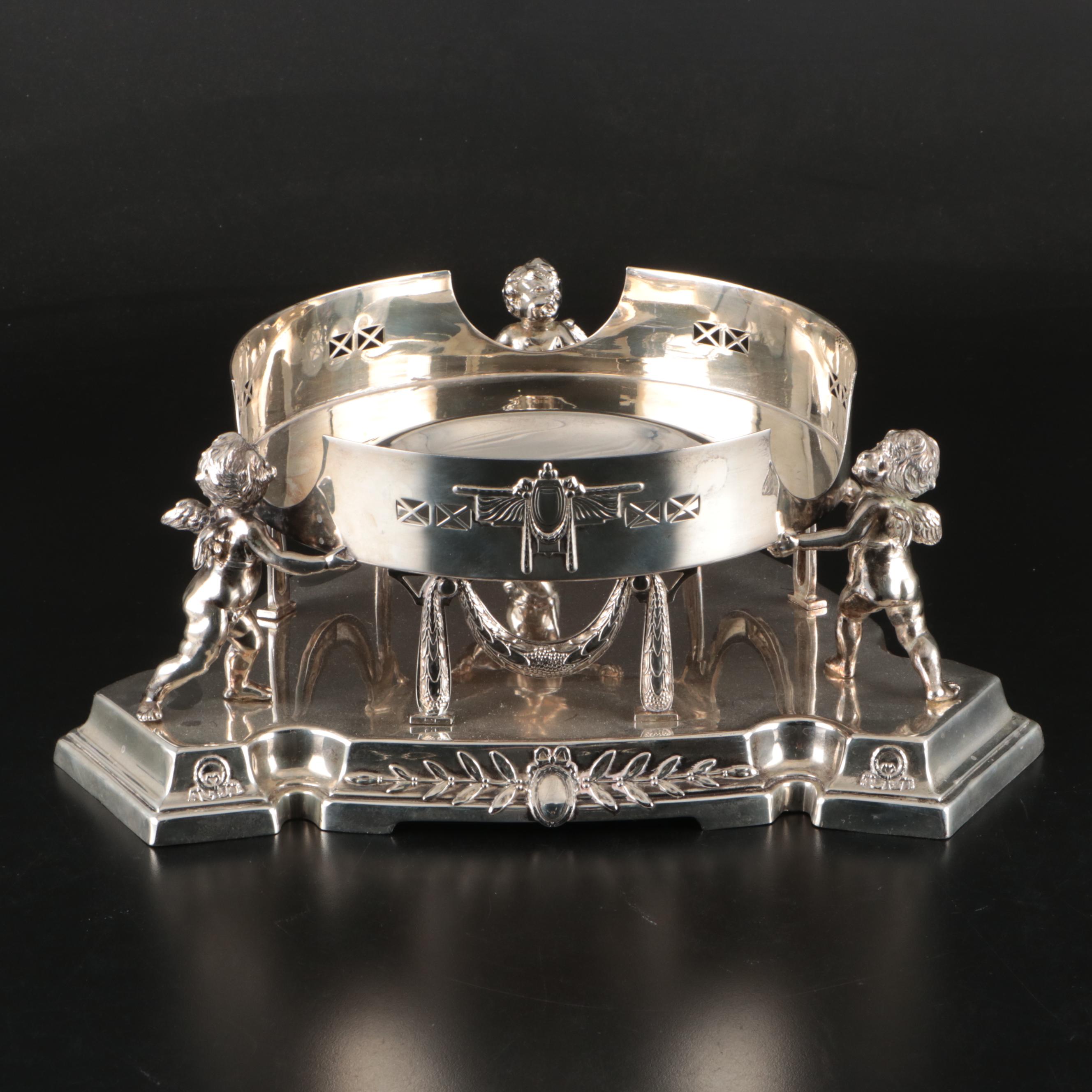 Crystal Bowl with Silver Finish Cherub Stand