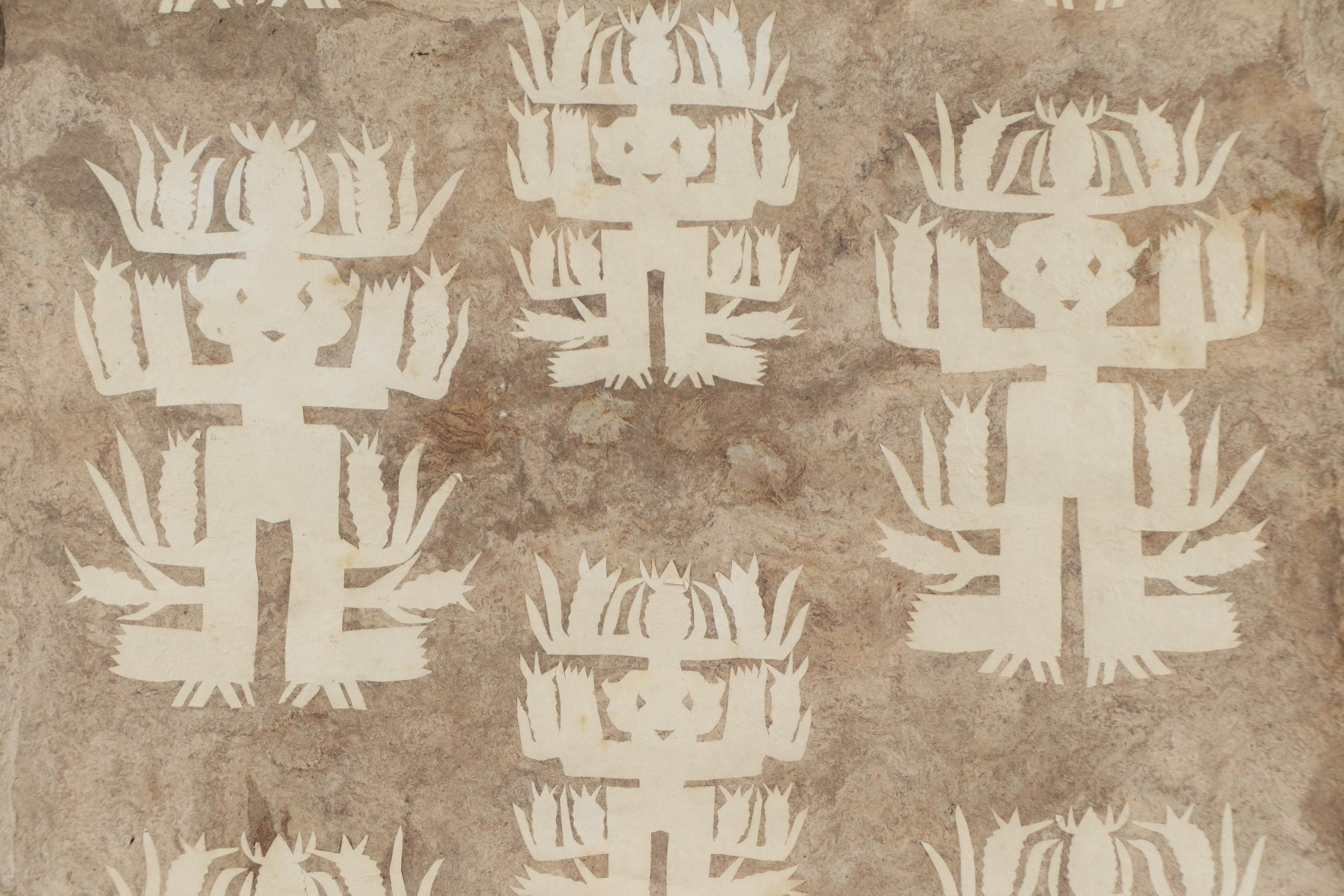 Mexican Otomi Folk Art Amate Paper Seed Spirit Painting