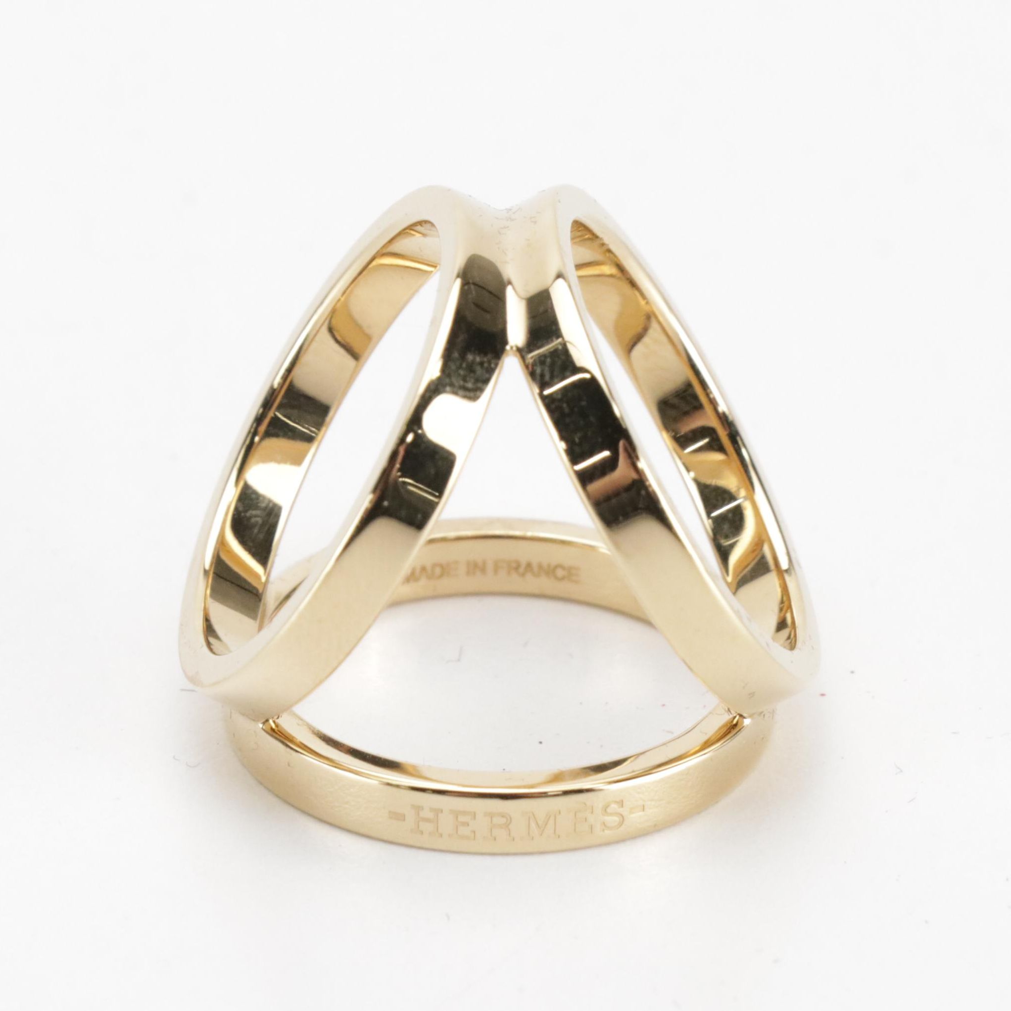 Hermès Gold Toned Trio Scarf Ring 90