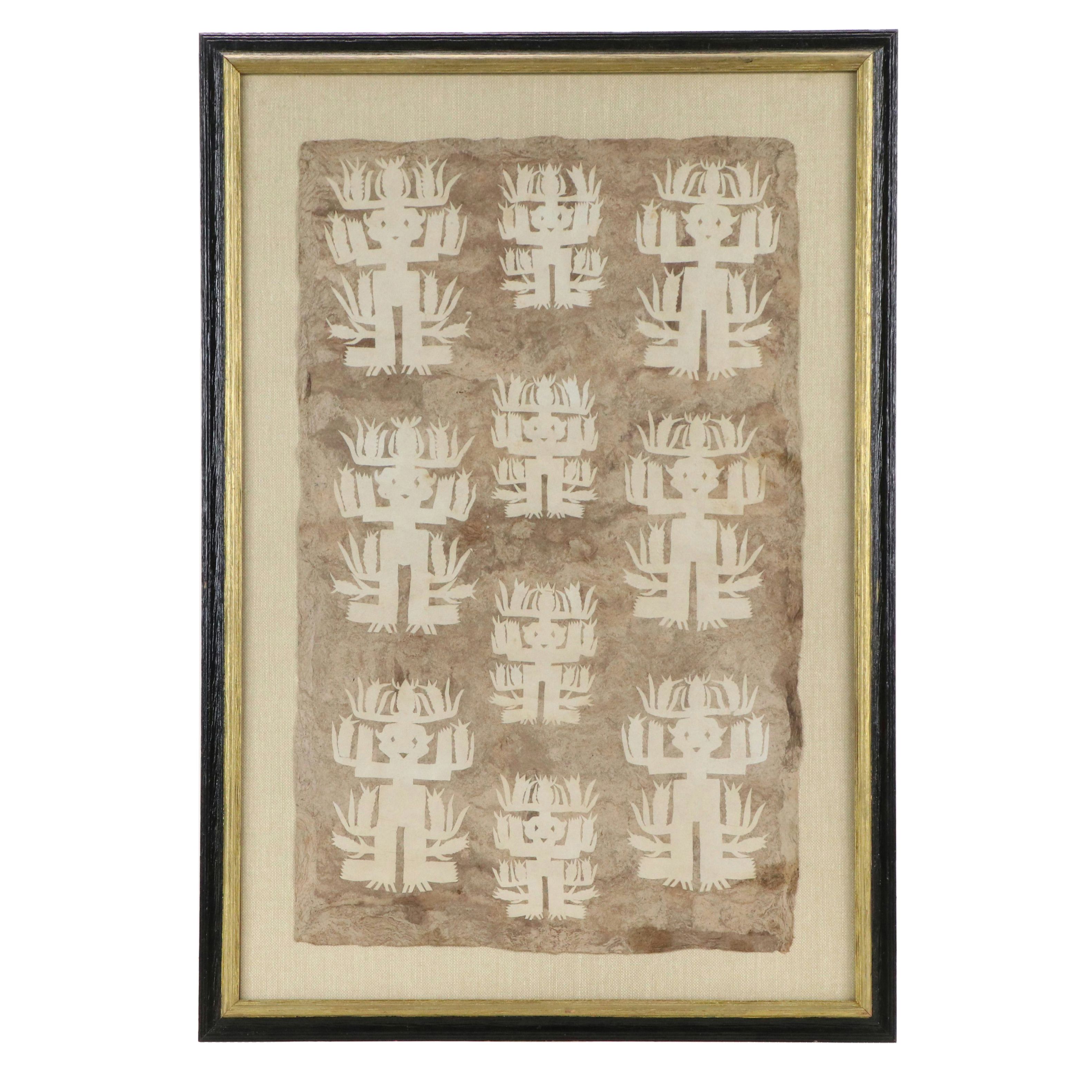 Mexican Otomi Folk Art Amate Paper Seed Spirit Painting