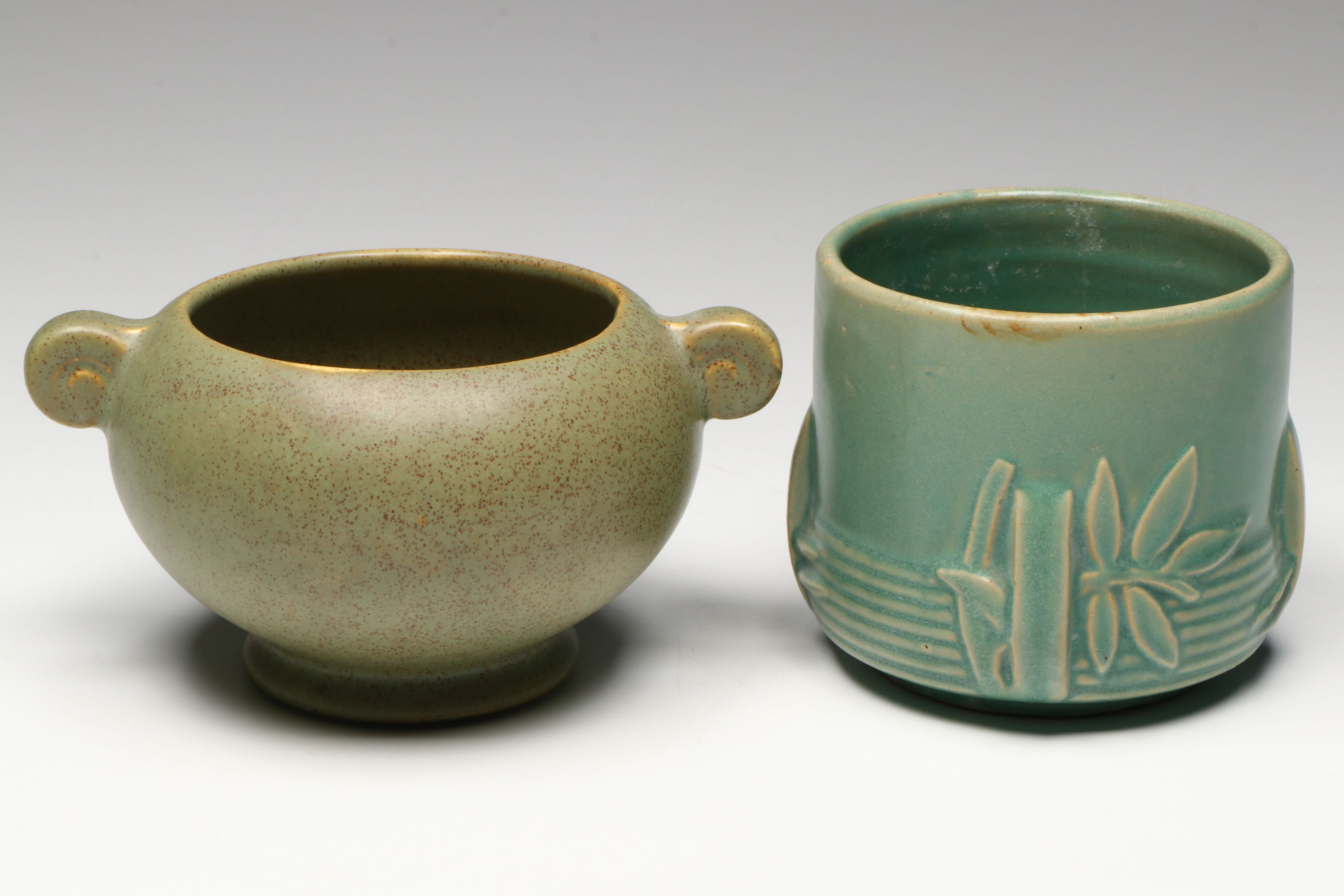 Klein Reid Pitcher, McCoy Bamboo Jardiniere and Other Ceramic Planters