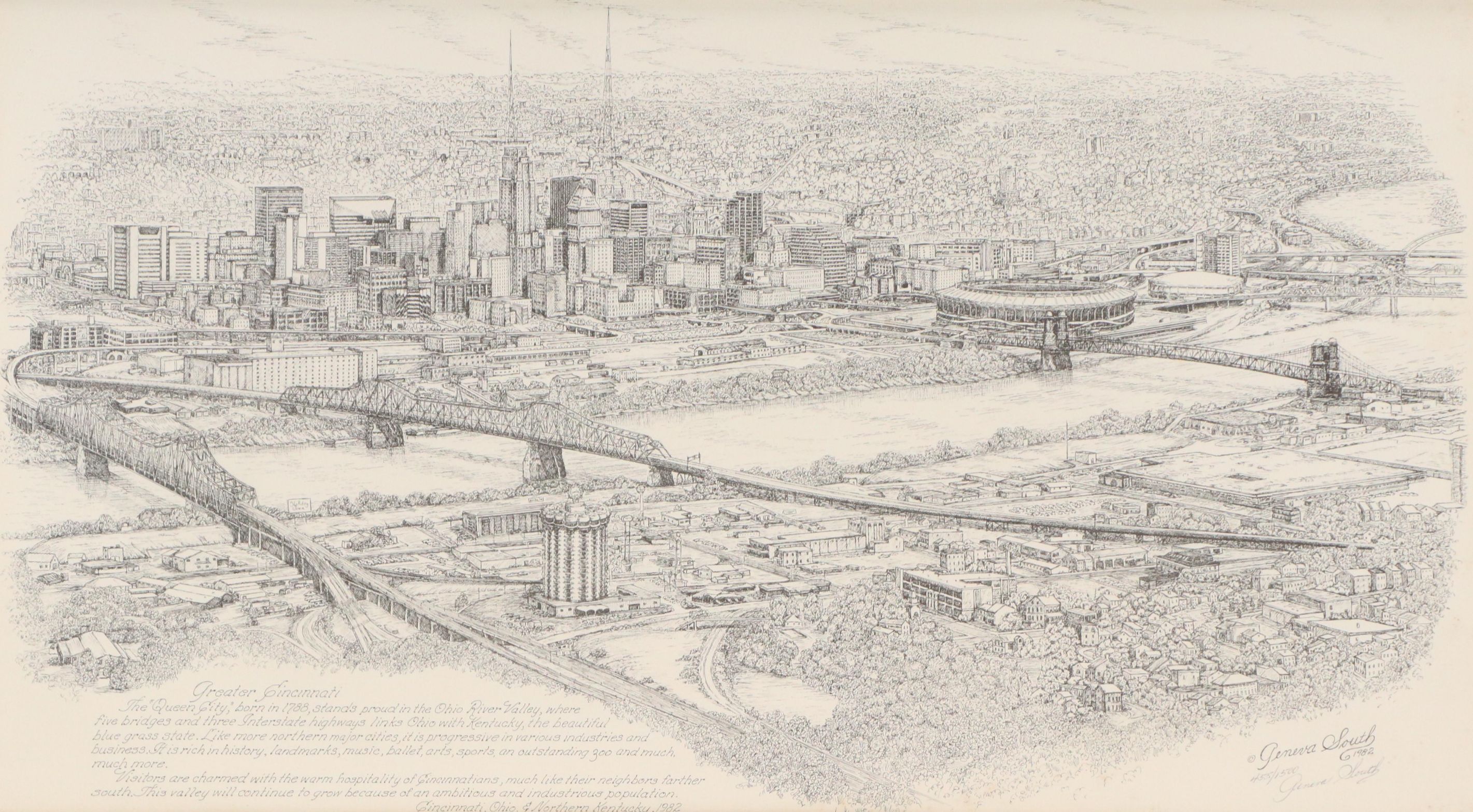 Geneva South Lithograph "Greater Cincinnati"