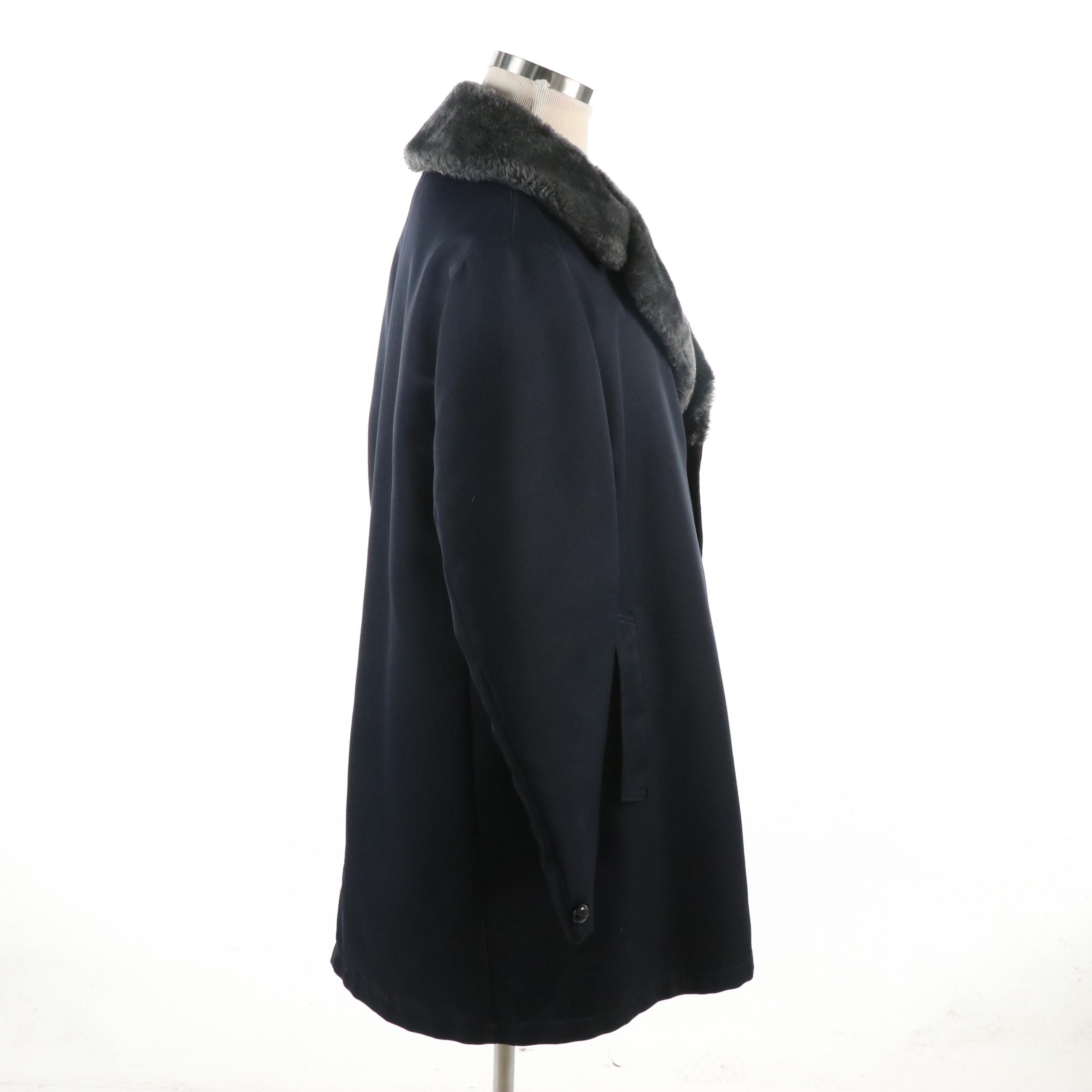 Men's Northfield Coat in Navy with Grey Faux Shearling Lining