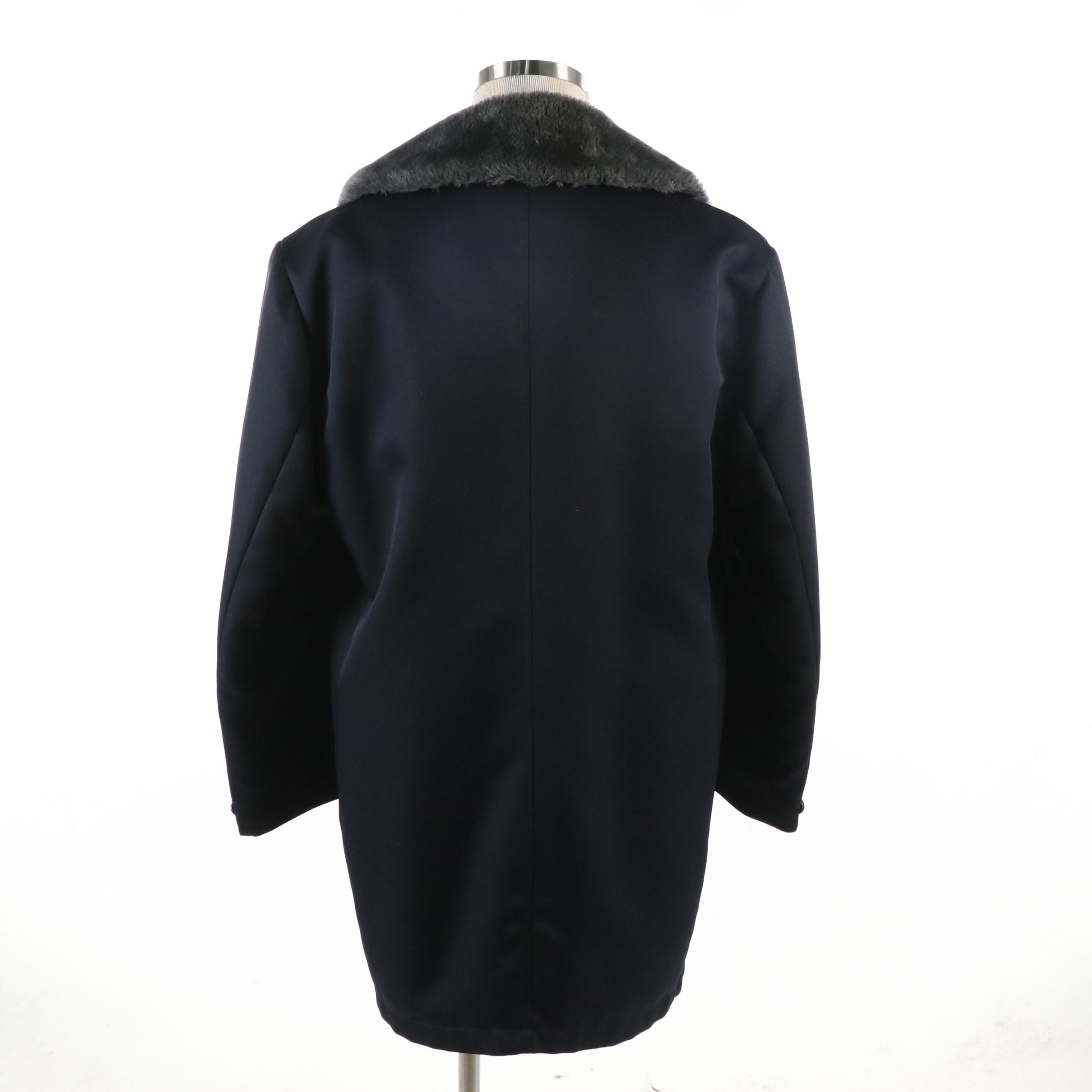 Men's Northfield Coat in Navy with Grey Faux Shearling Lining