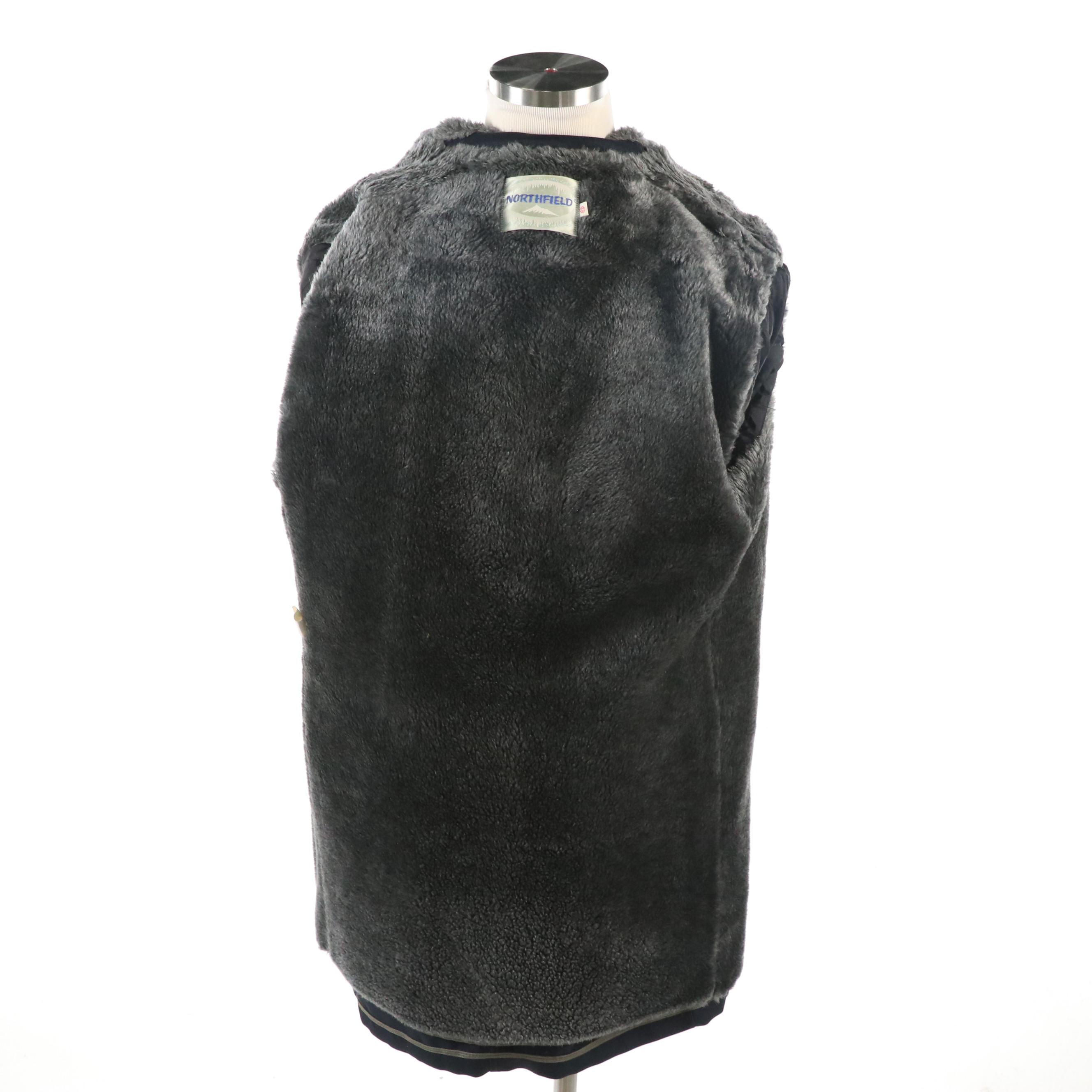 Men's Northfield Coat in Navy with Grey Faux Shearling Lining