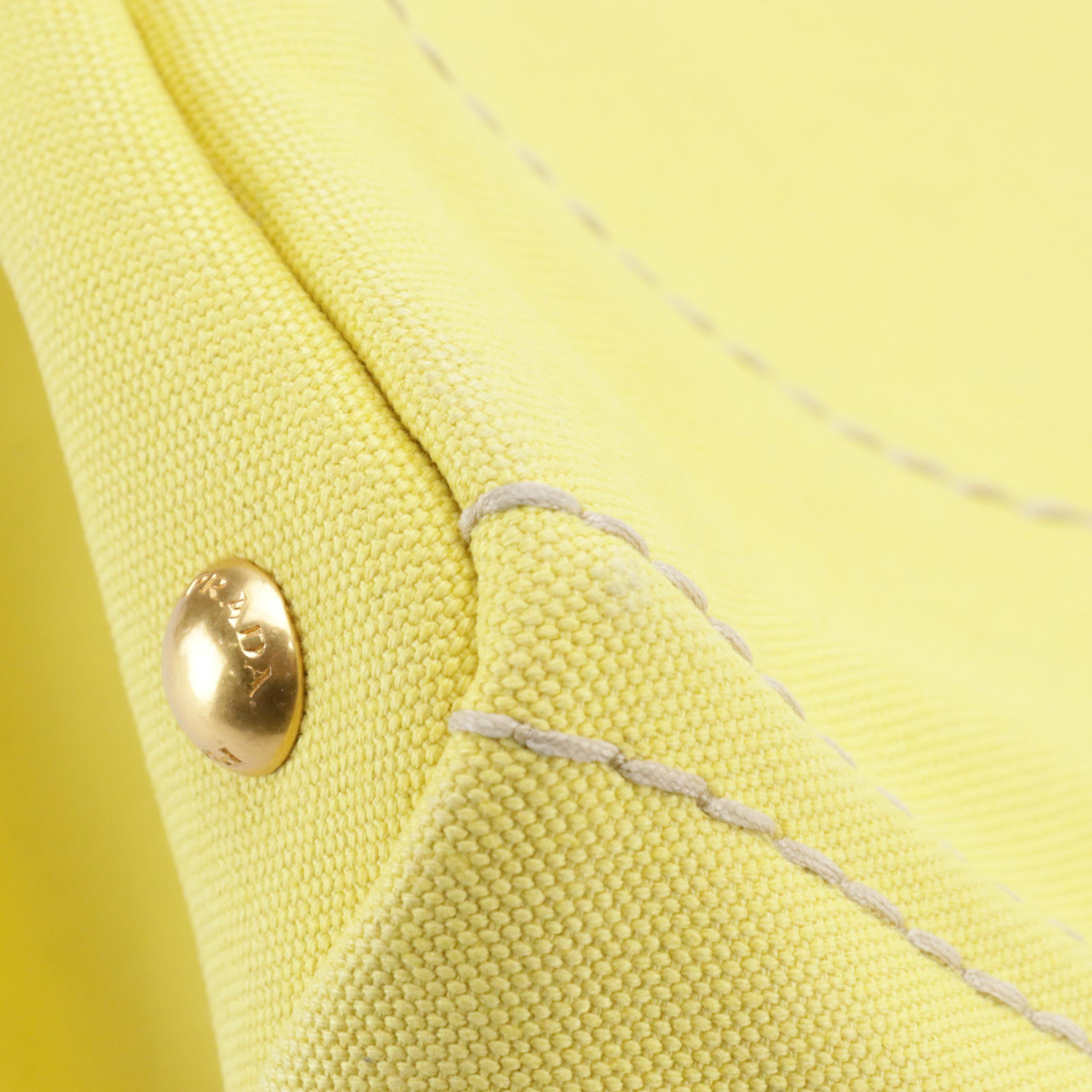 Prada Large Canapa Logo Tote in Ananas Yellow Canvas