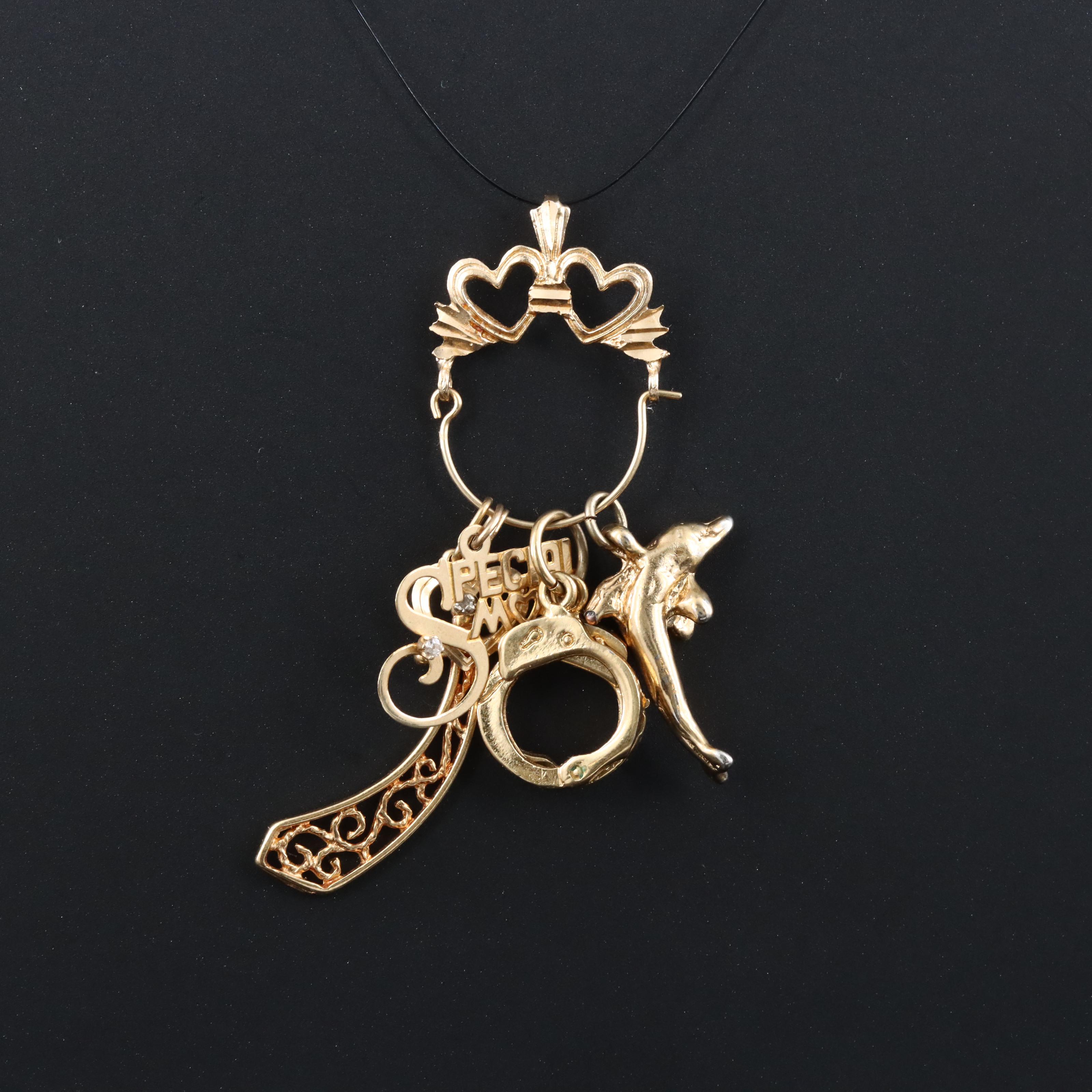 14K Charm Holder Including 18K and 14K 0.02 CTW Diamond Charms