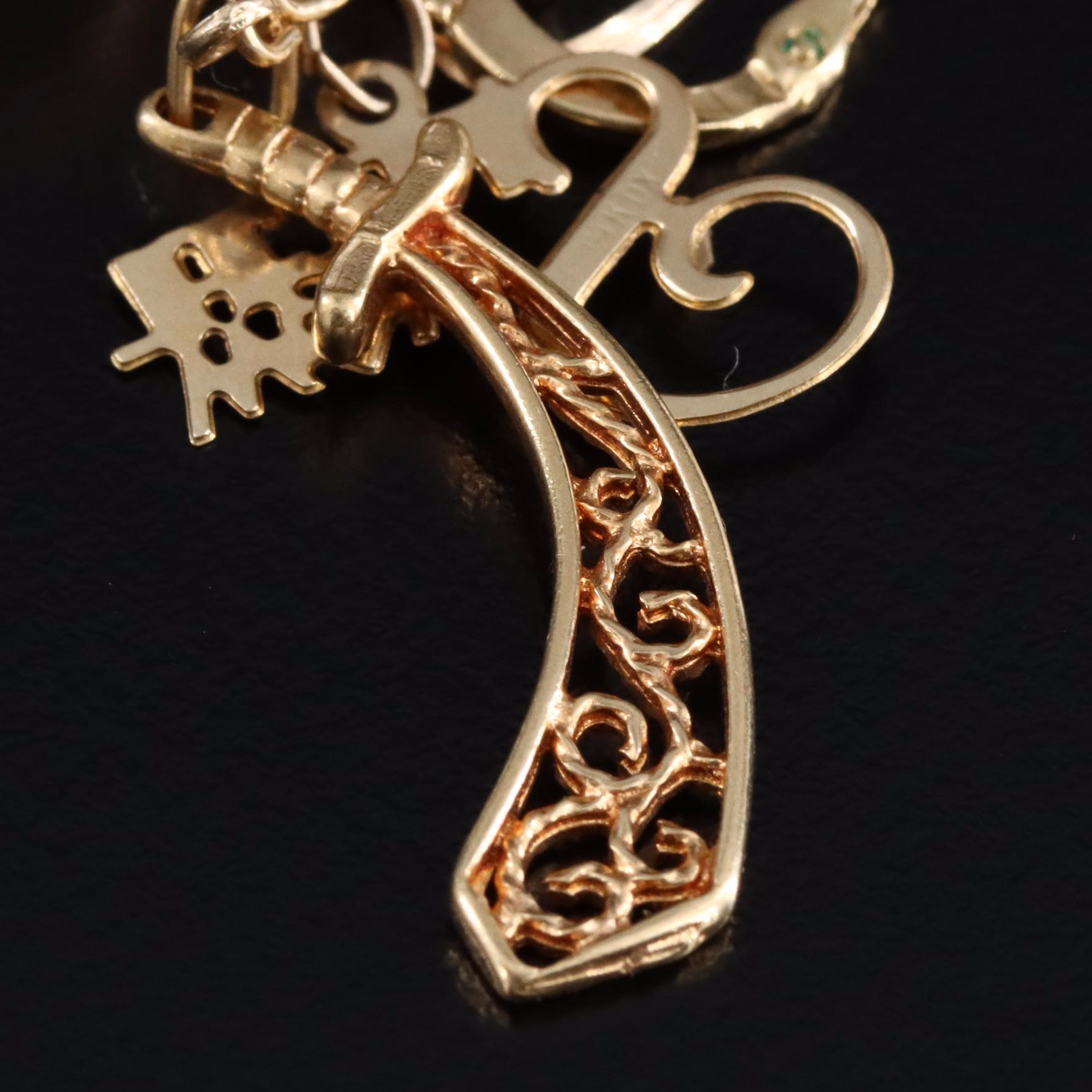 14K Charm Holder Including 18K and 14K 0.02 CTW Diamond Charms