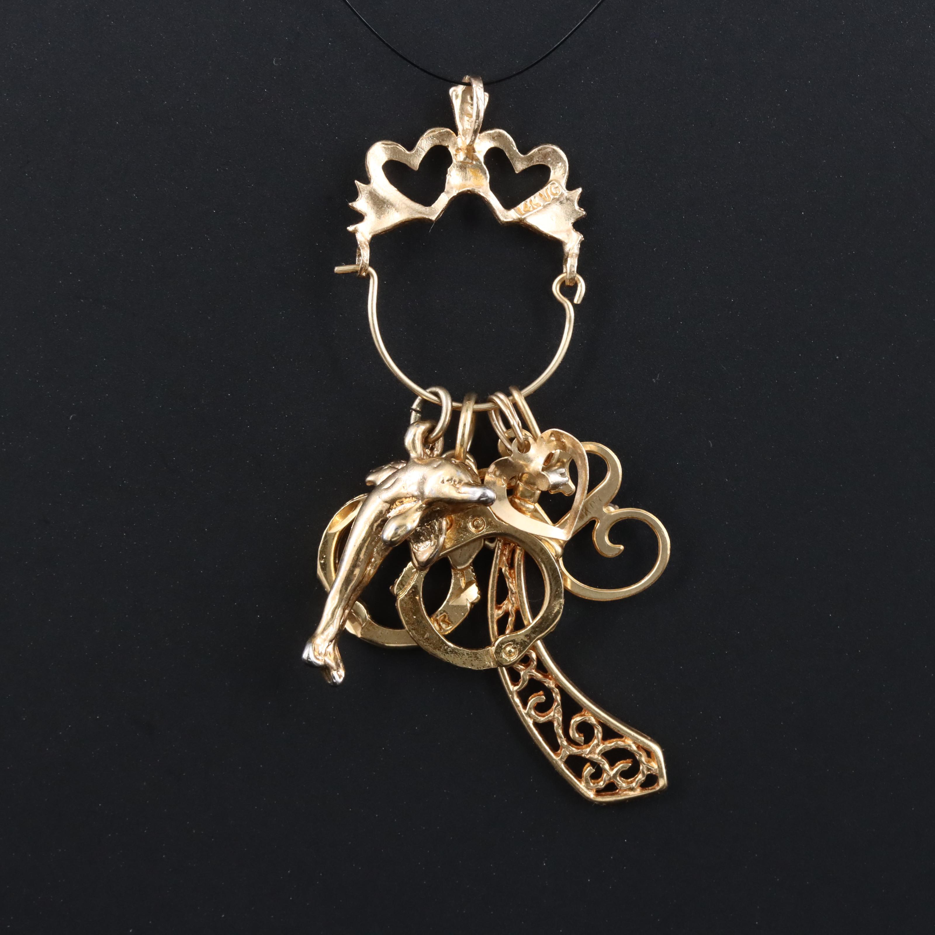 14K Charm Holder Including 18K and 14K 0.02 CTW Diamond Charms