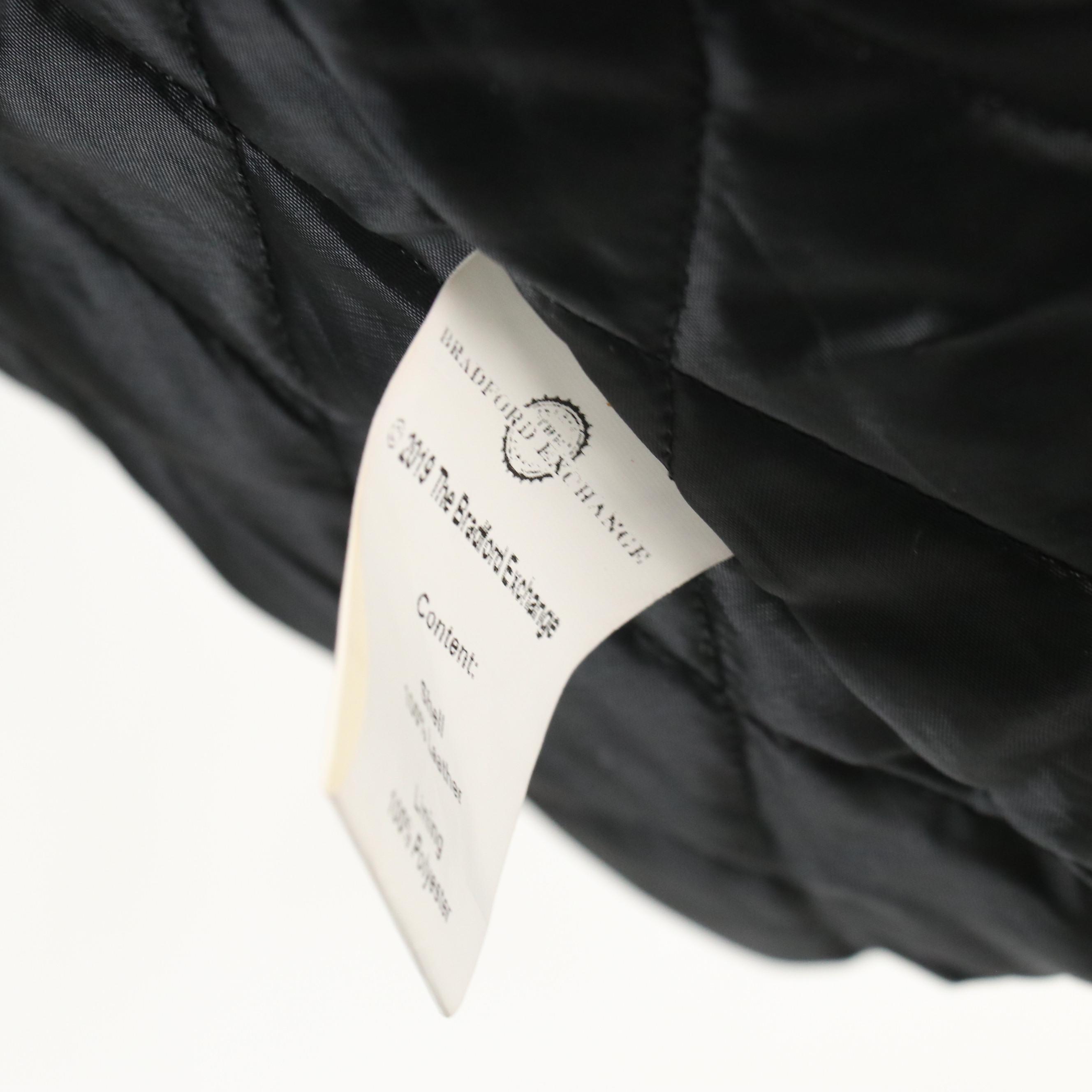 Men's The Bradford Exchange Leather Biker Jacket with Patches and Sherpa Collar